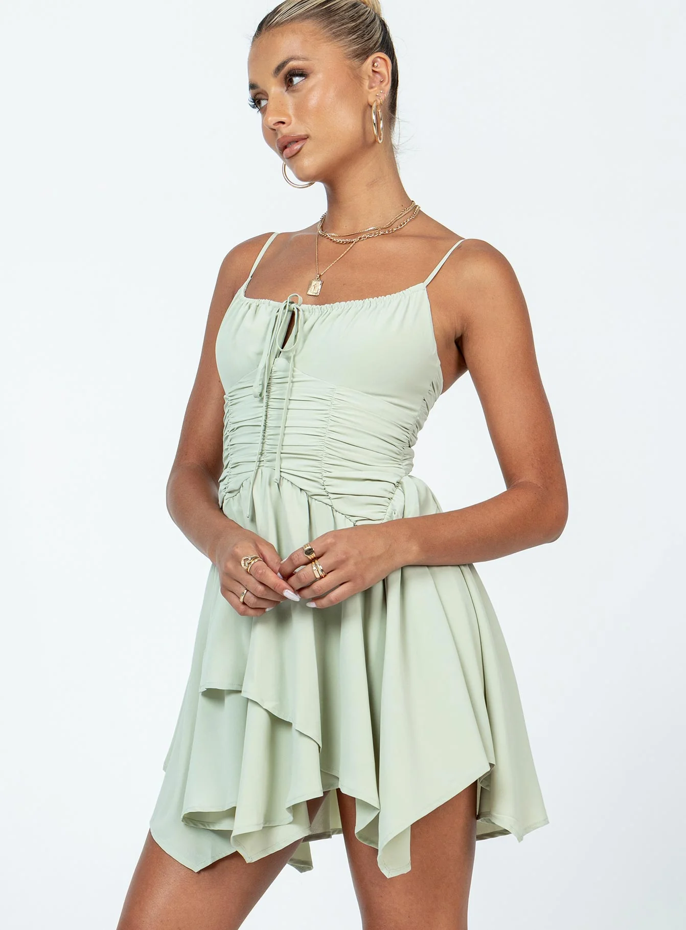 Barrett Mini Dress Green - Image 3