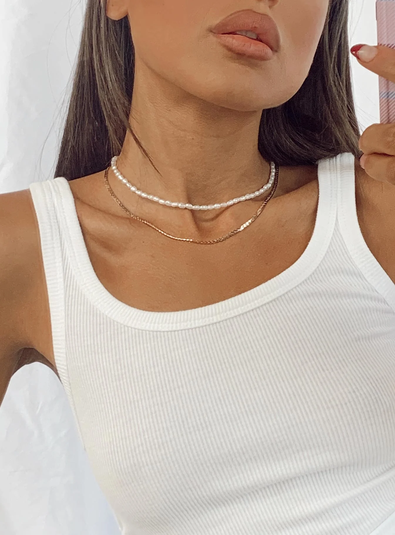 In The Zone Necklace Set Gold / White - Image 4