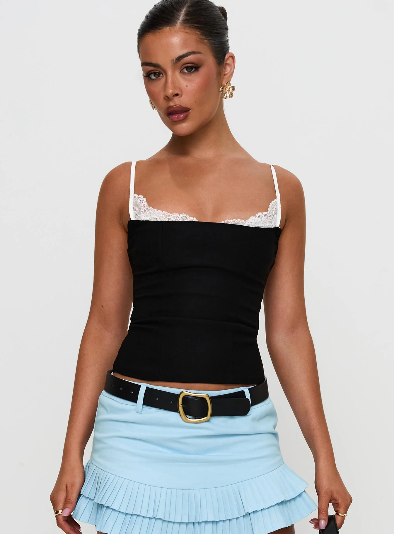 Renaissance Corset Lace Top Black / White - Image 2