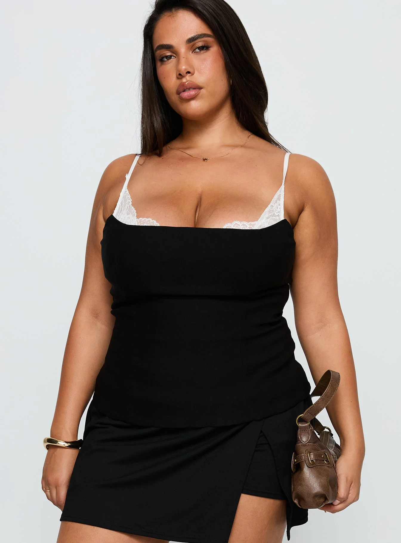 Renaissance Corset Lace Top Black / White Curve - Image 2
