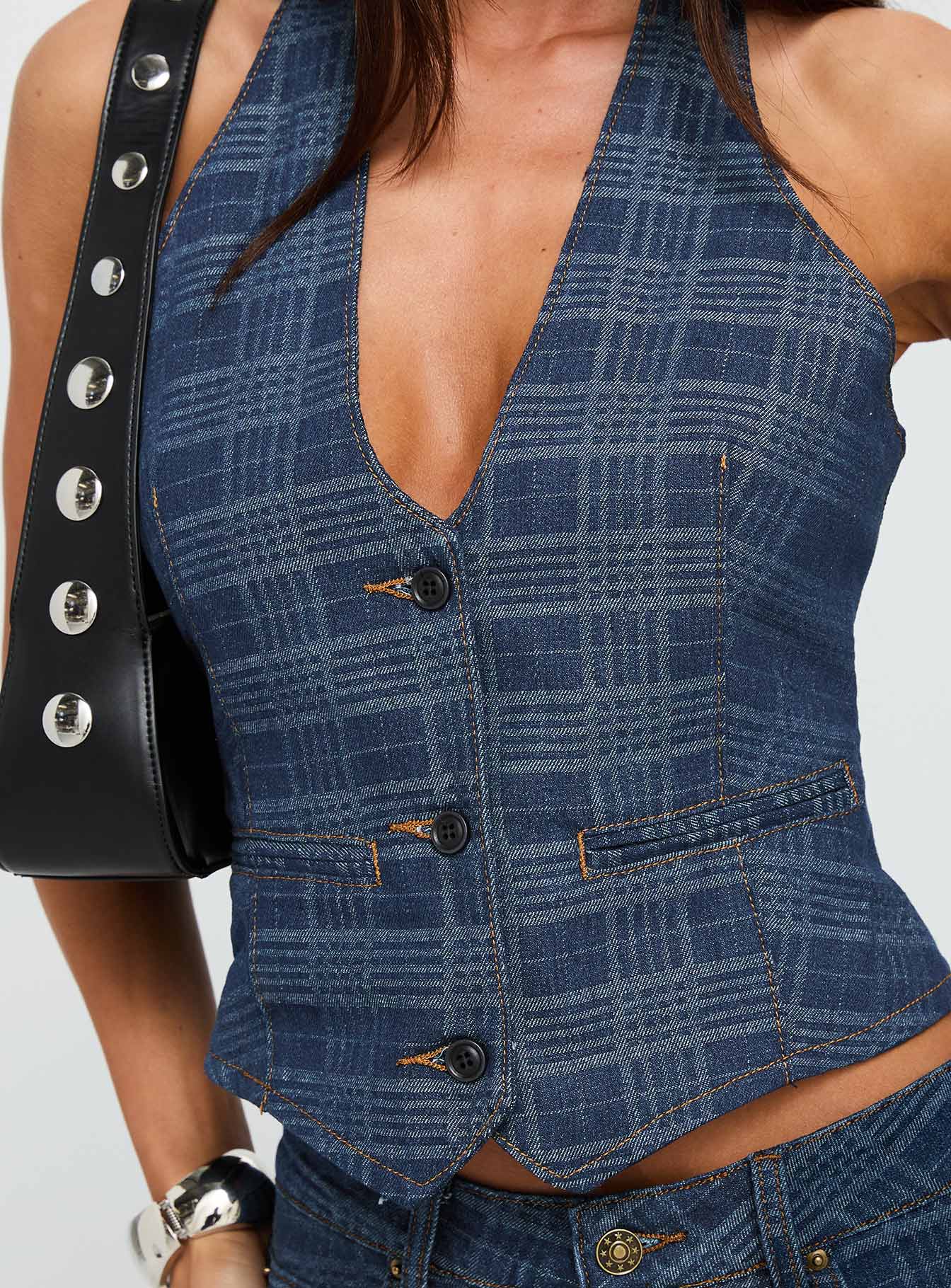 Renewal Halter Top Indigo Plaid - Image 6
