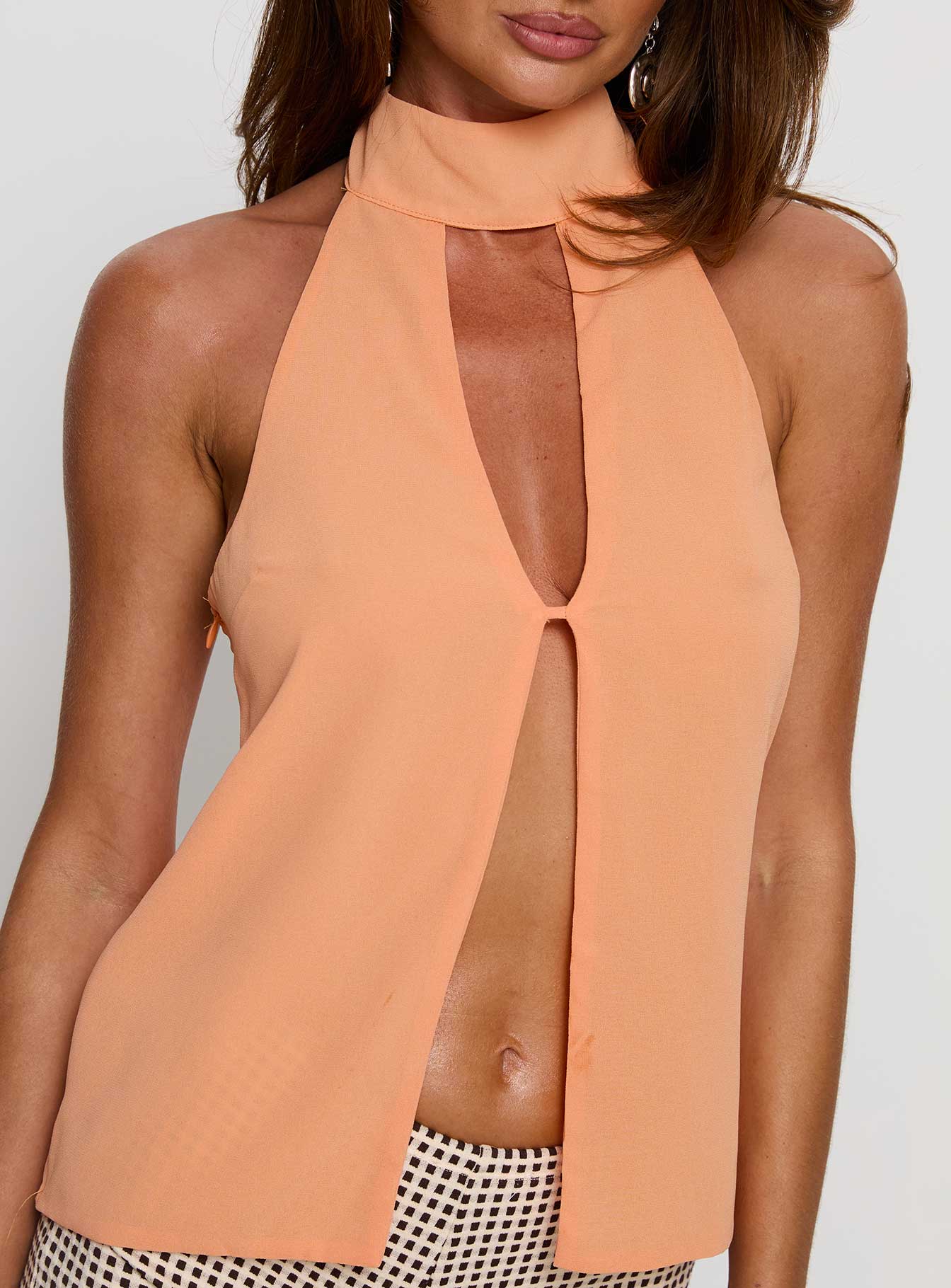 Rhevena Plunge Backless Top Orange - Image 6
