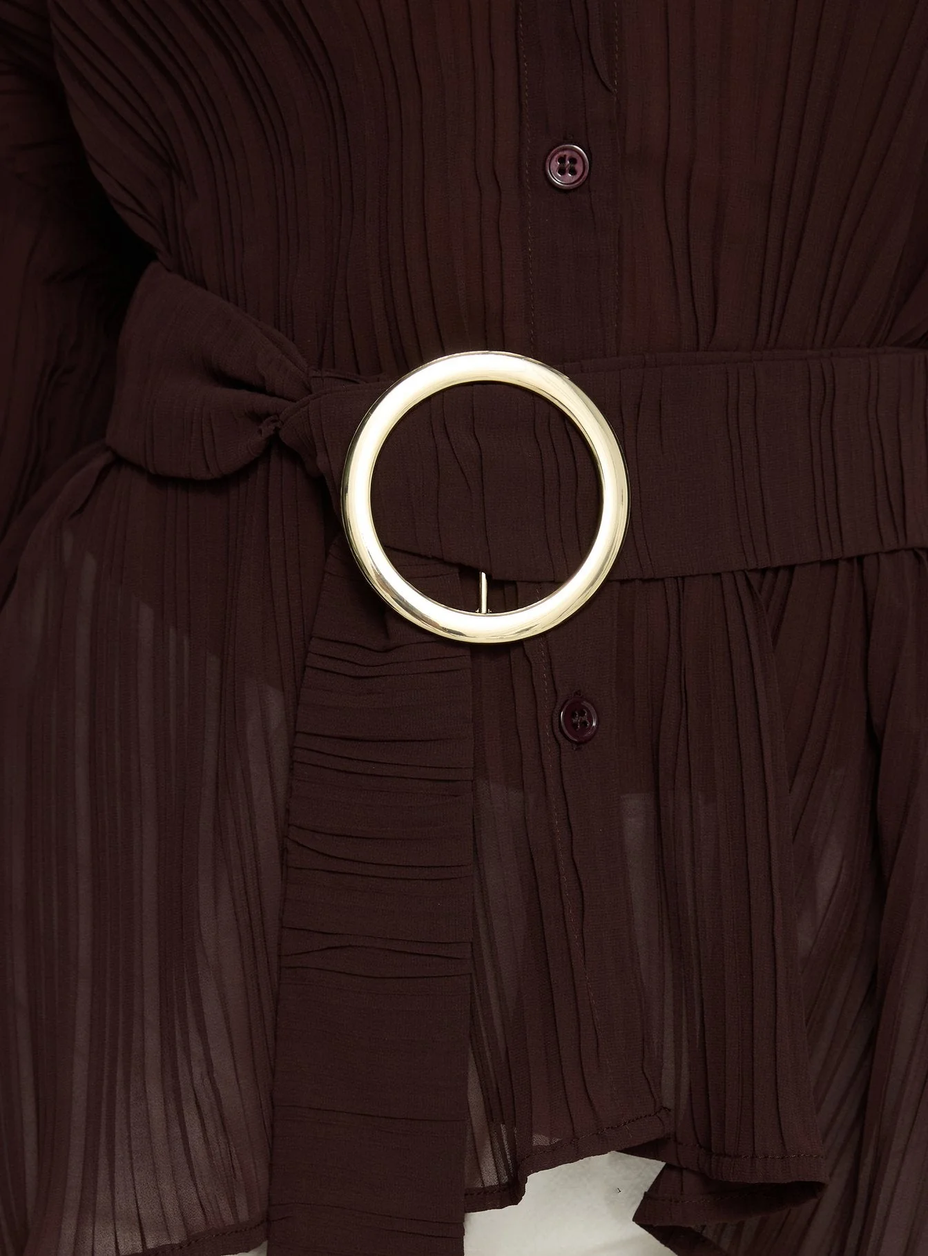 Rhiane Belted Long Sleeve Shirt Chocolate - Image 6