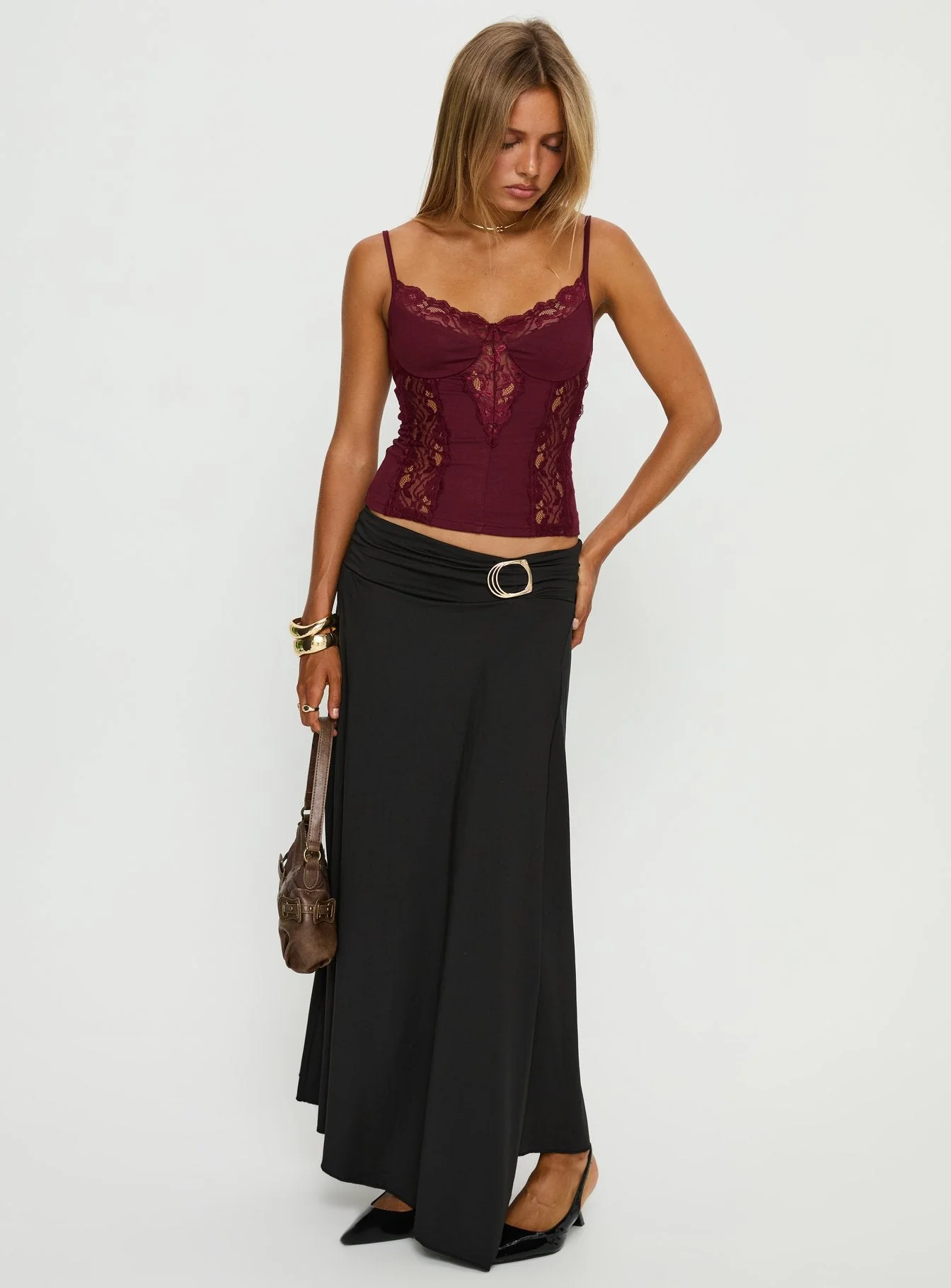 Rhiara Lace Trim Top Cherry - Image 2