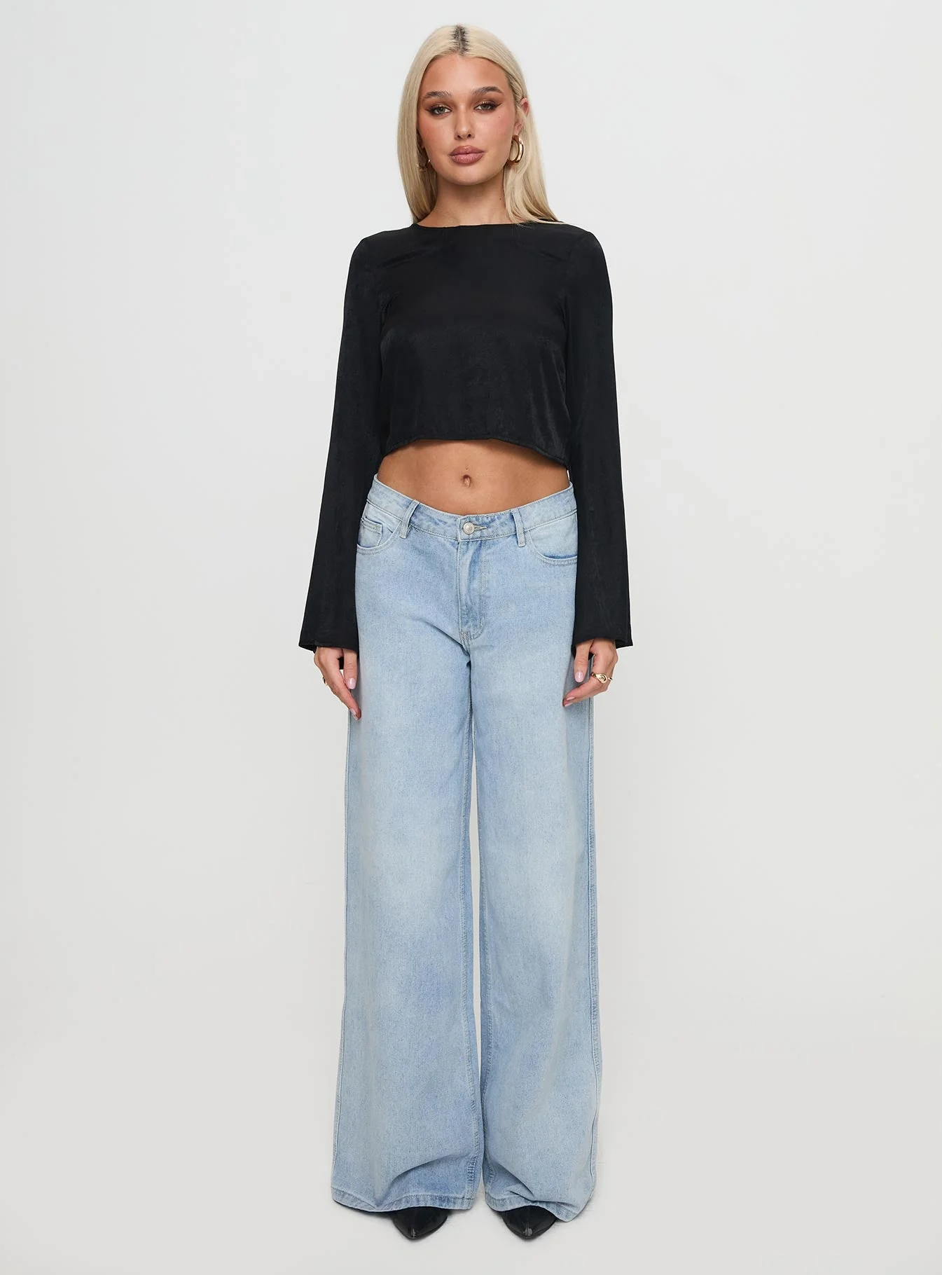Rhydian Long Sleeve Tie Top Black - Image 6