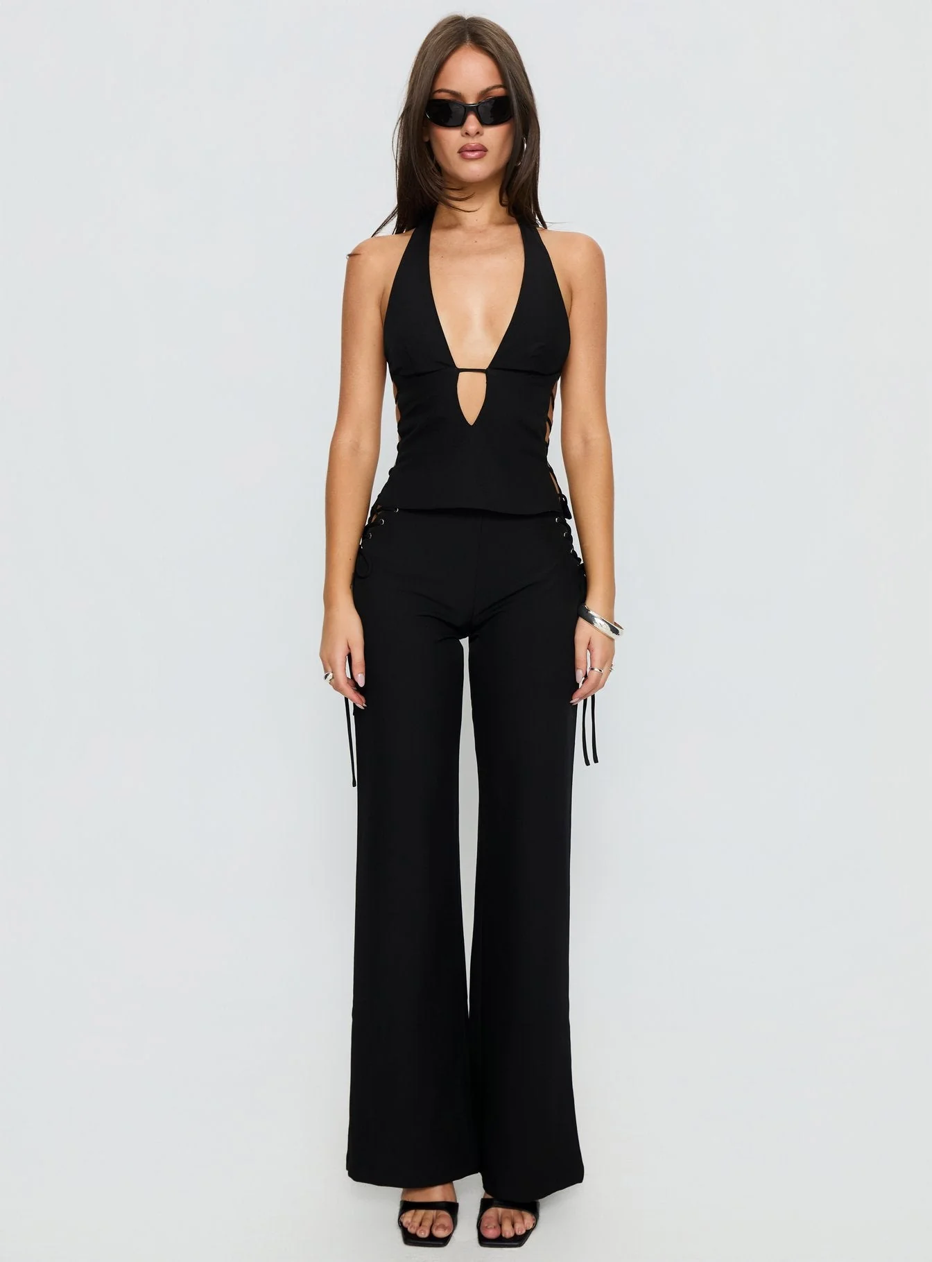 Riane Lace Up Pants Black - Image 7