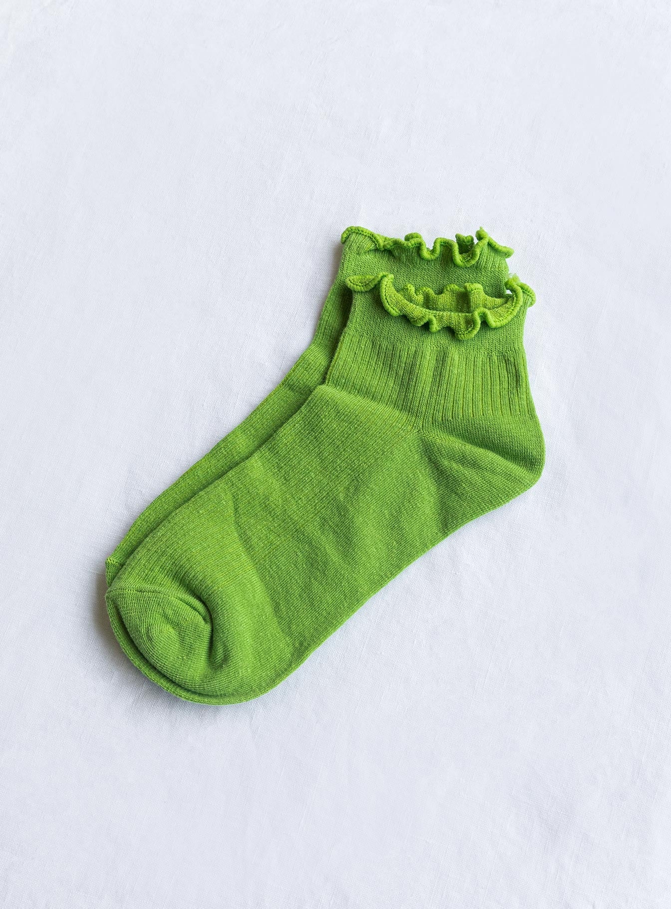 Ribbed Ruffle Socks Matcha - Image 2