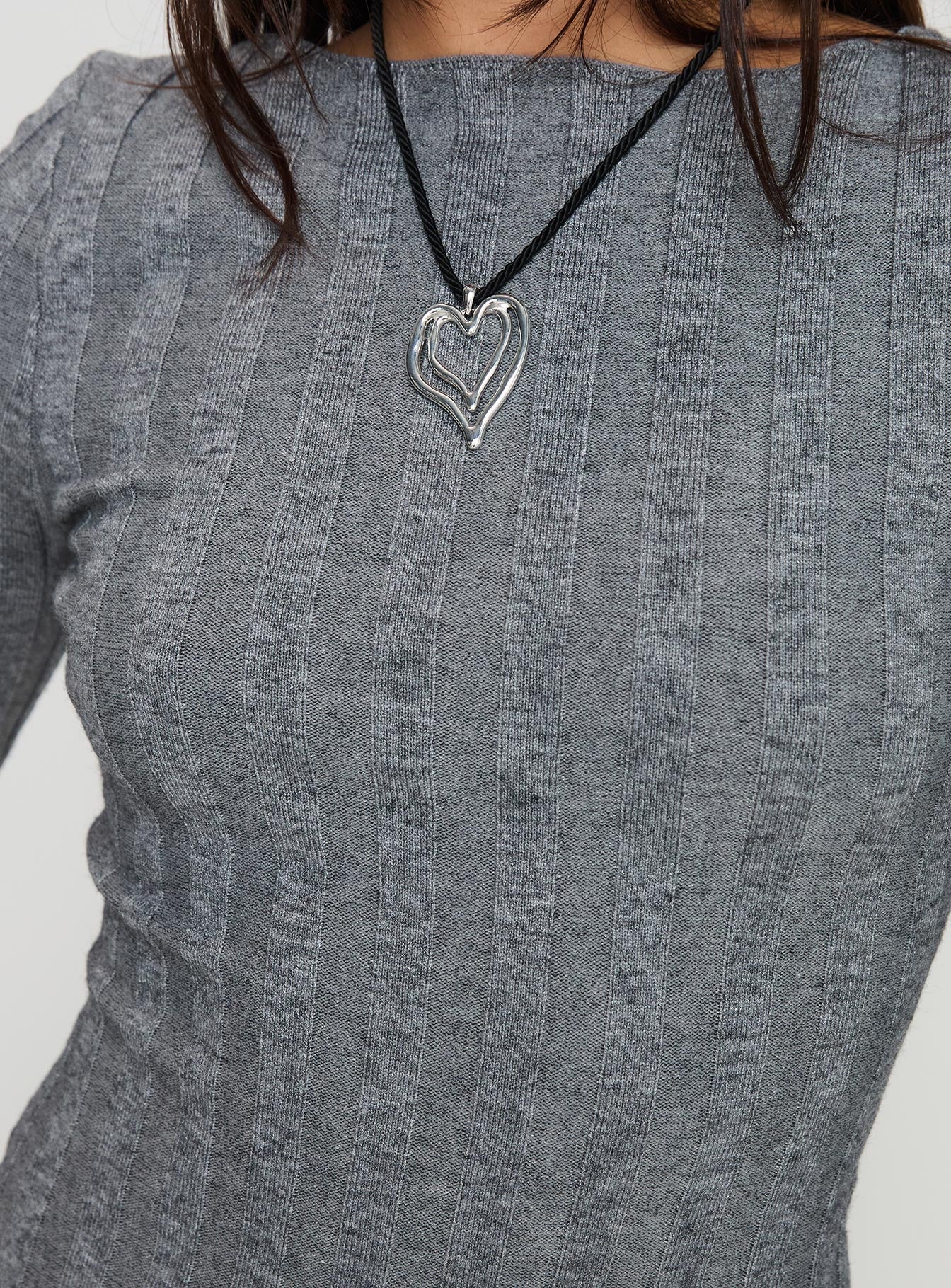 Rich Girl Long Sleeve Knit Mini Dress Grey Marle - Image 5