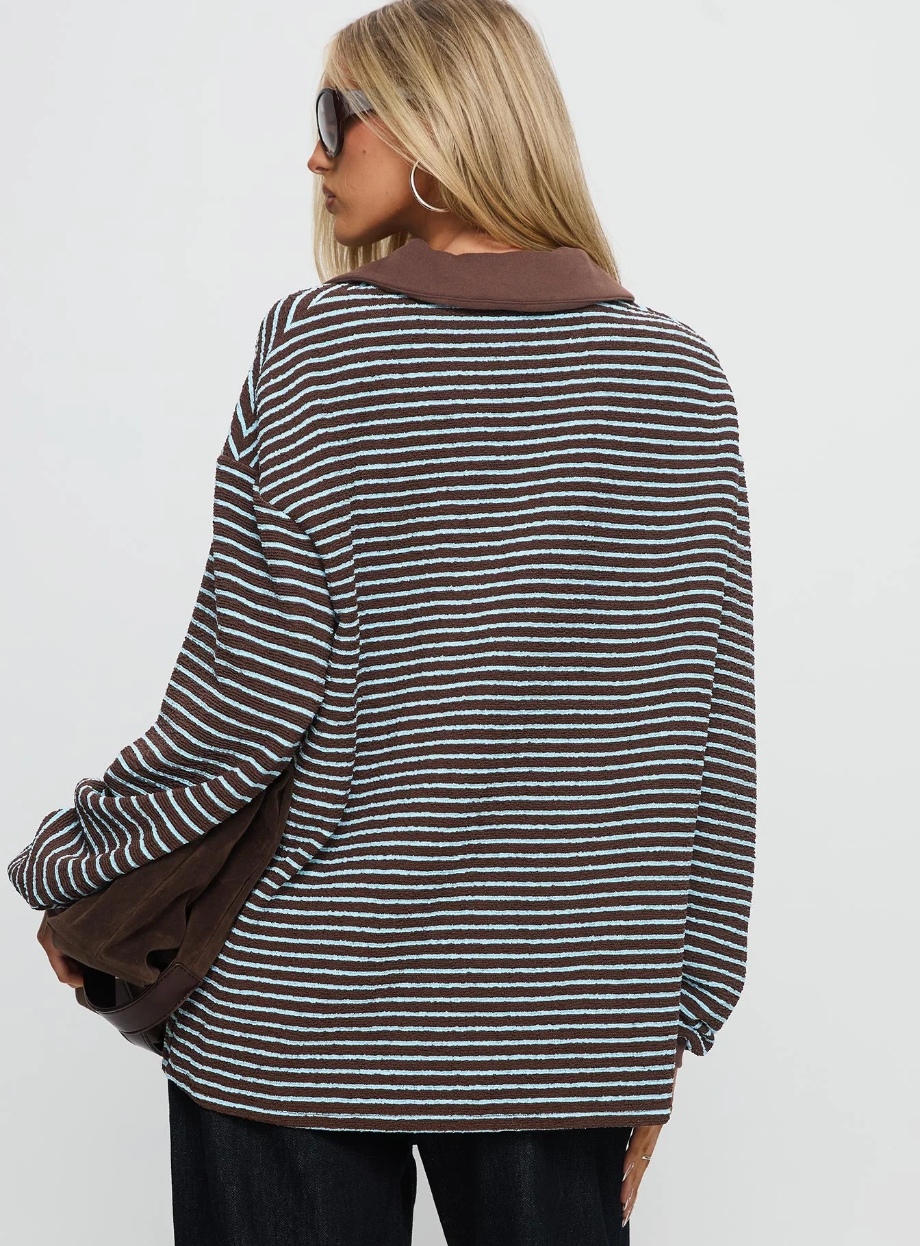 Rigbys Collared Jumper Brown / Blue Stripe - Image 5