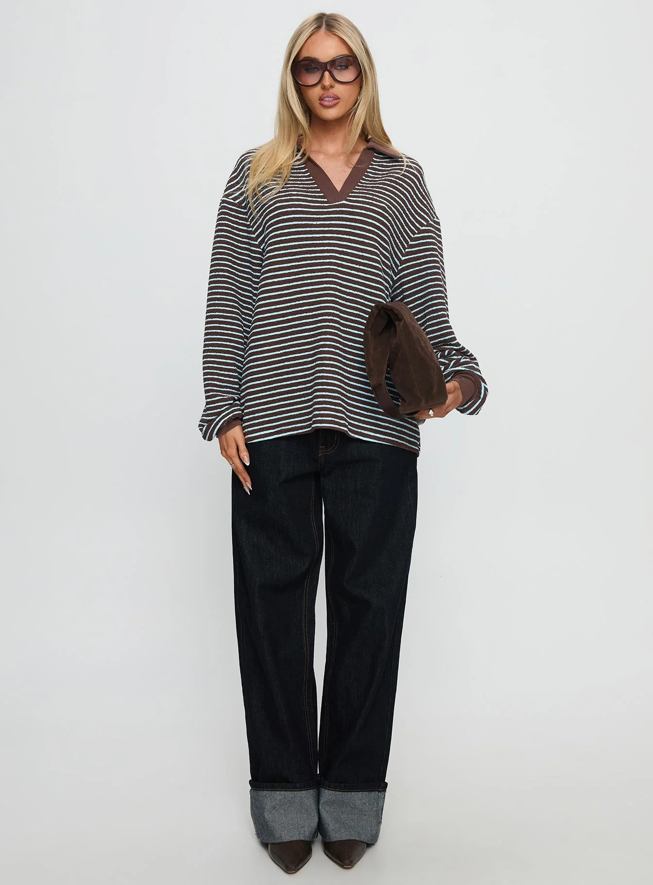 Rigbys Collared Jumper Brown / Blue Stripe - Image 7