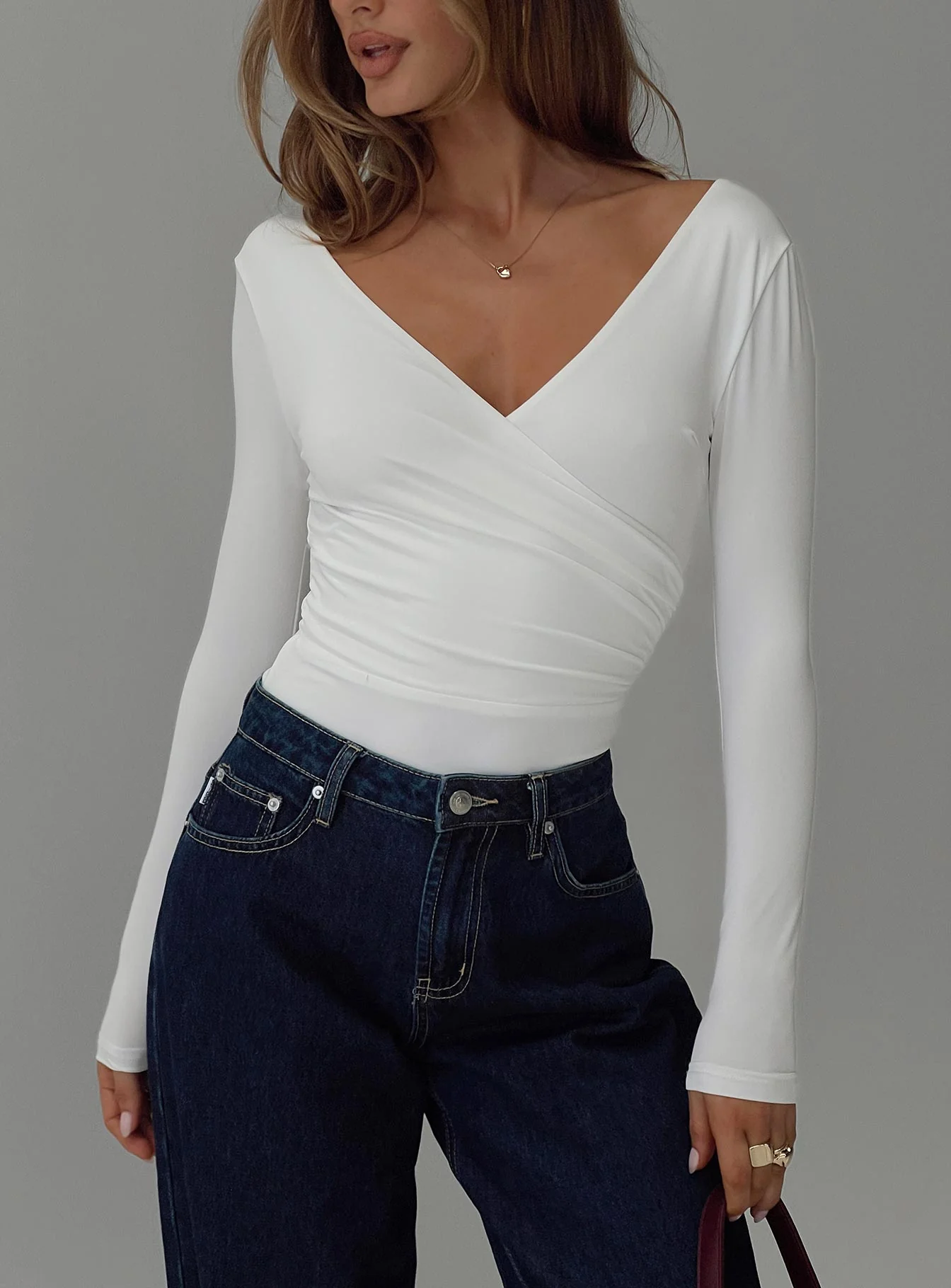 Right Here Cross Detail Bodysuit White