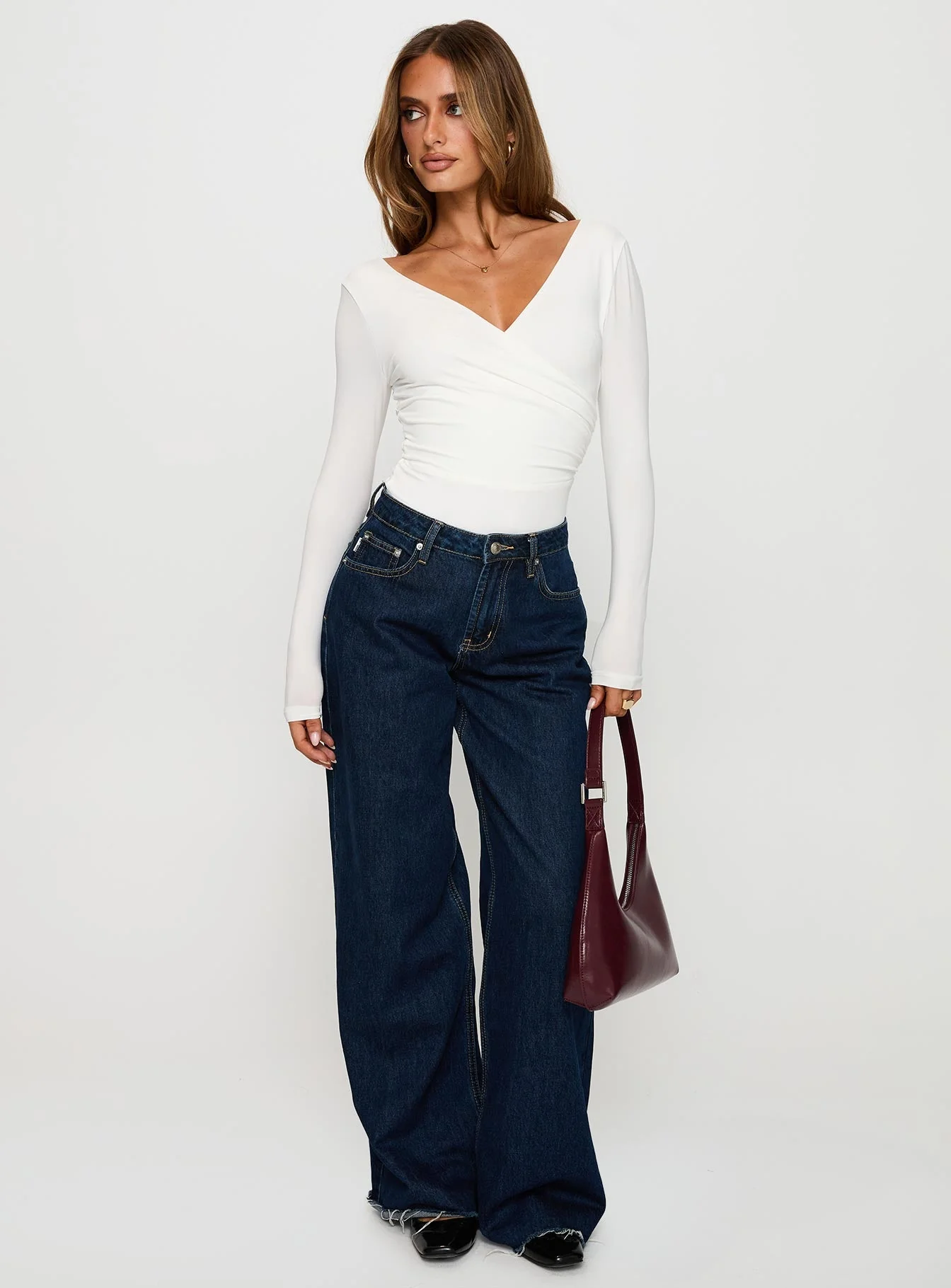 Right Here Cross Detail Bodysuit White - Image 3