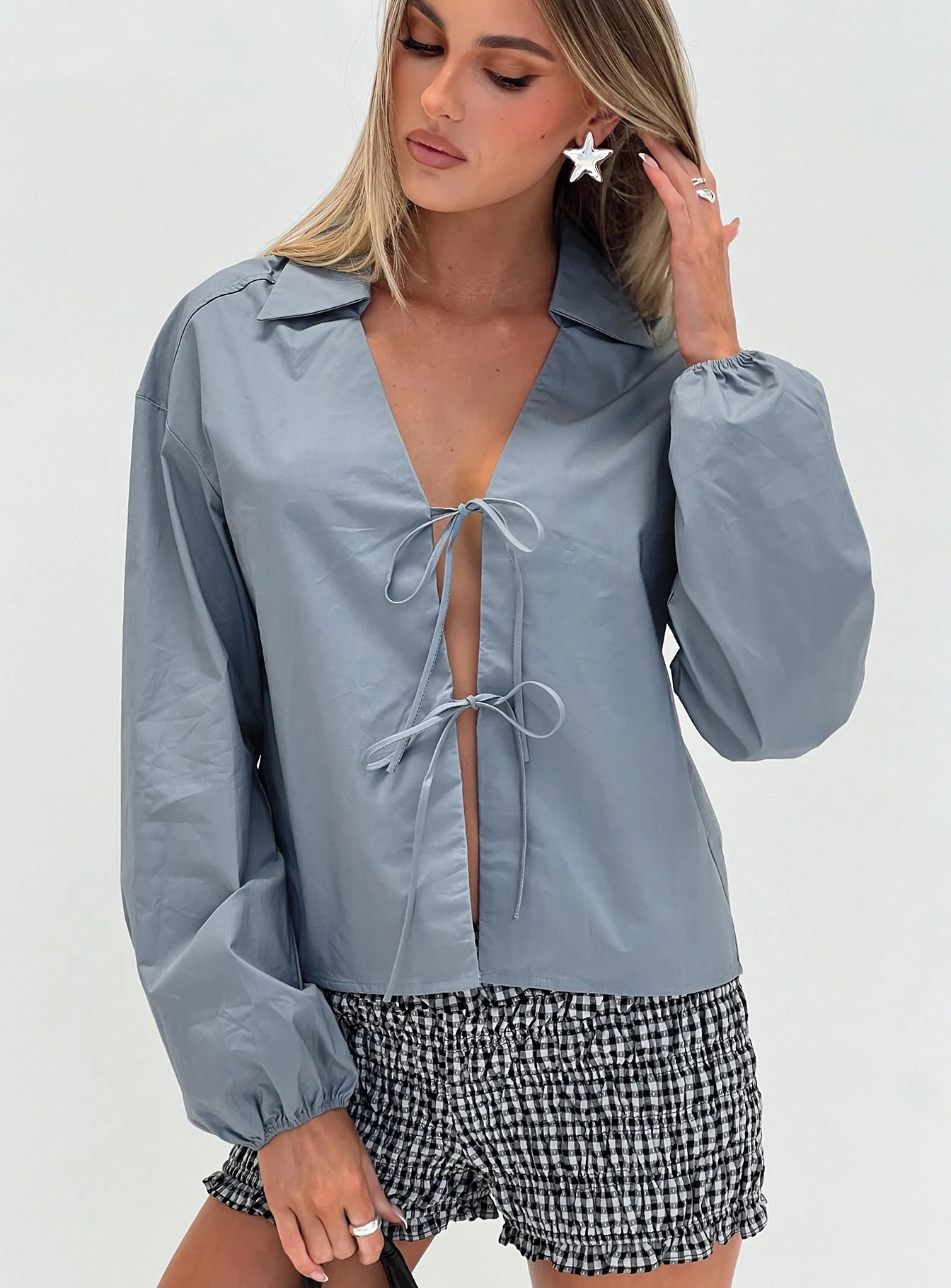 Rinon Long Sleeve Top Steel - Image 8