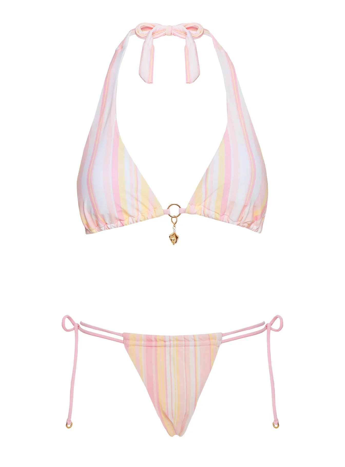 Rissa Scrunch Tie Side Bikini Bottoms Pink Stripe - Image 5