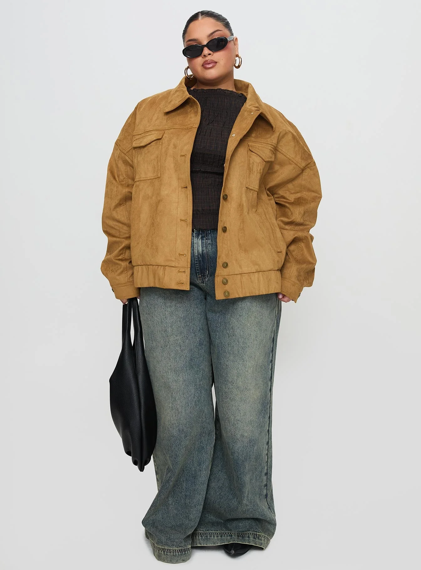 Ristretto Faux Suede Bomber Brown - Image 14