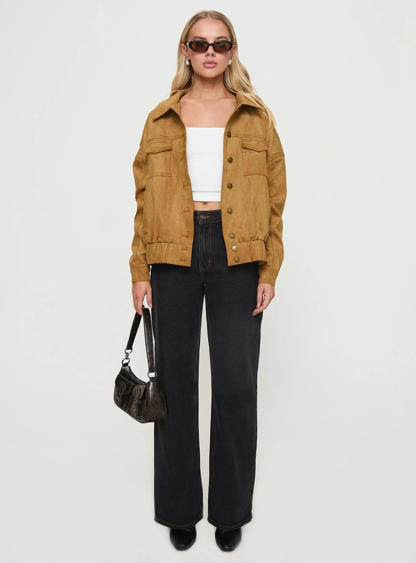 Ristretto Faux Suede Bomber Brown - Image 7