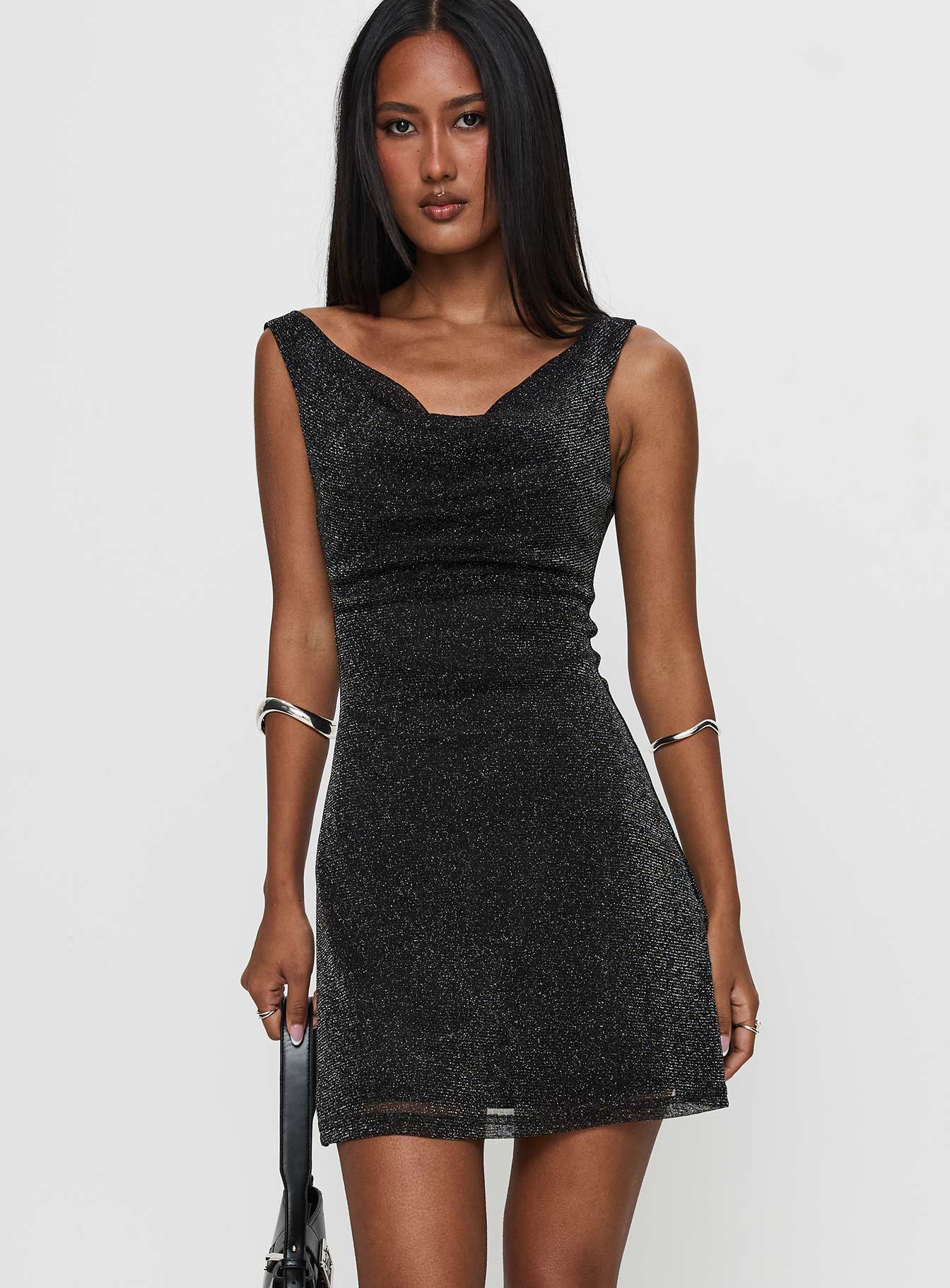 Romani Mini Dress Black Glitter - Image 2