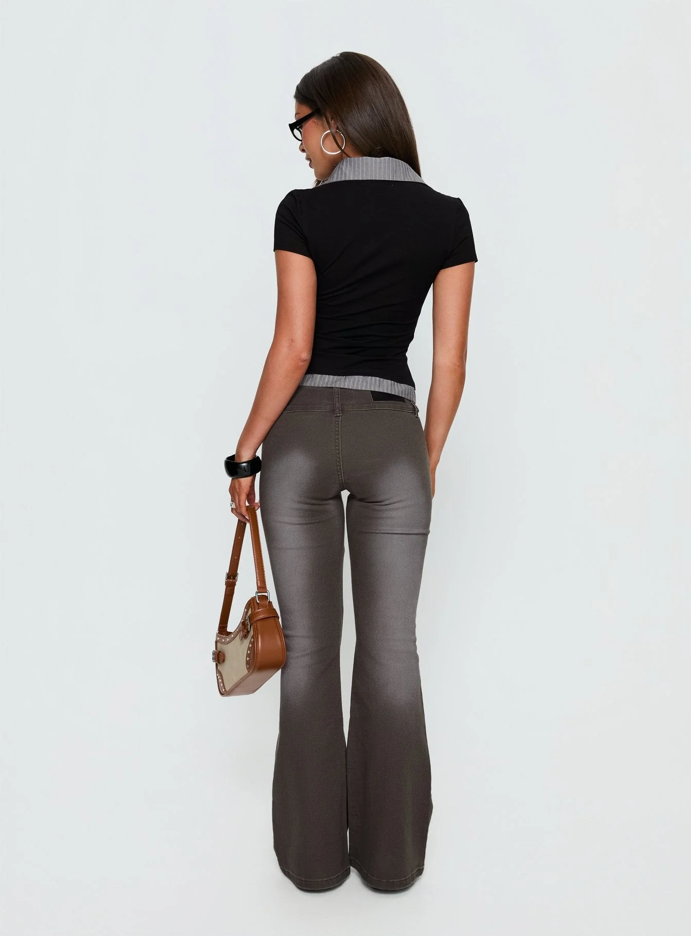 Romea Low Waist Bootleg Jeans Dark Grey - Image 5