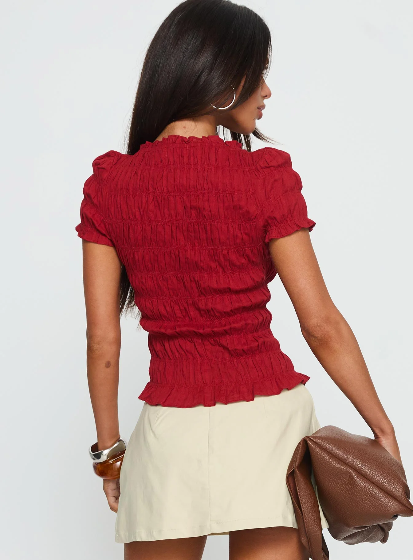 Romelle Shirred Top Red - Image 4