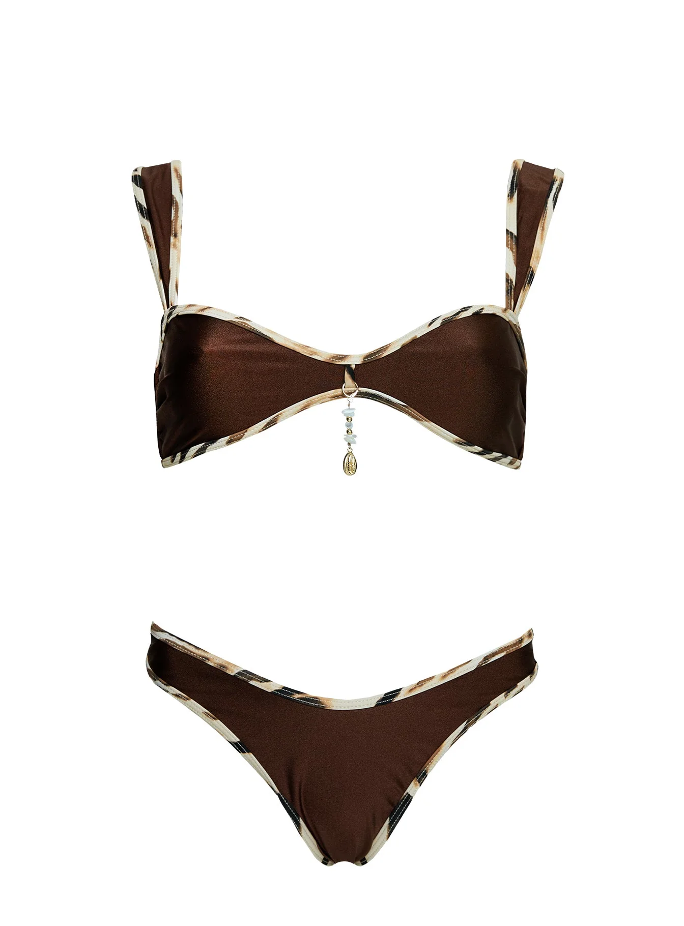 Romola Scoop Bikini Top Brown Multi - Image 5
