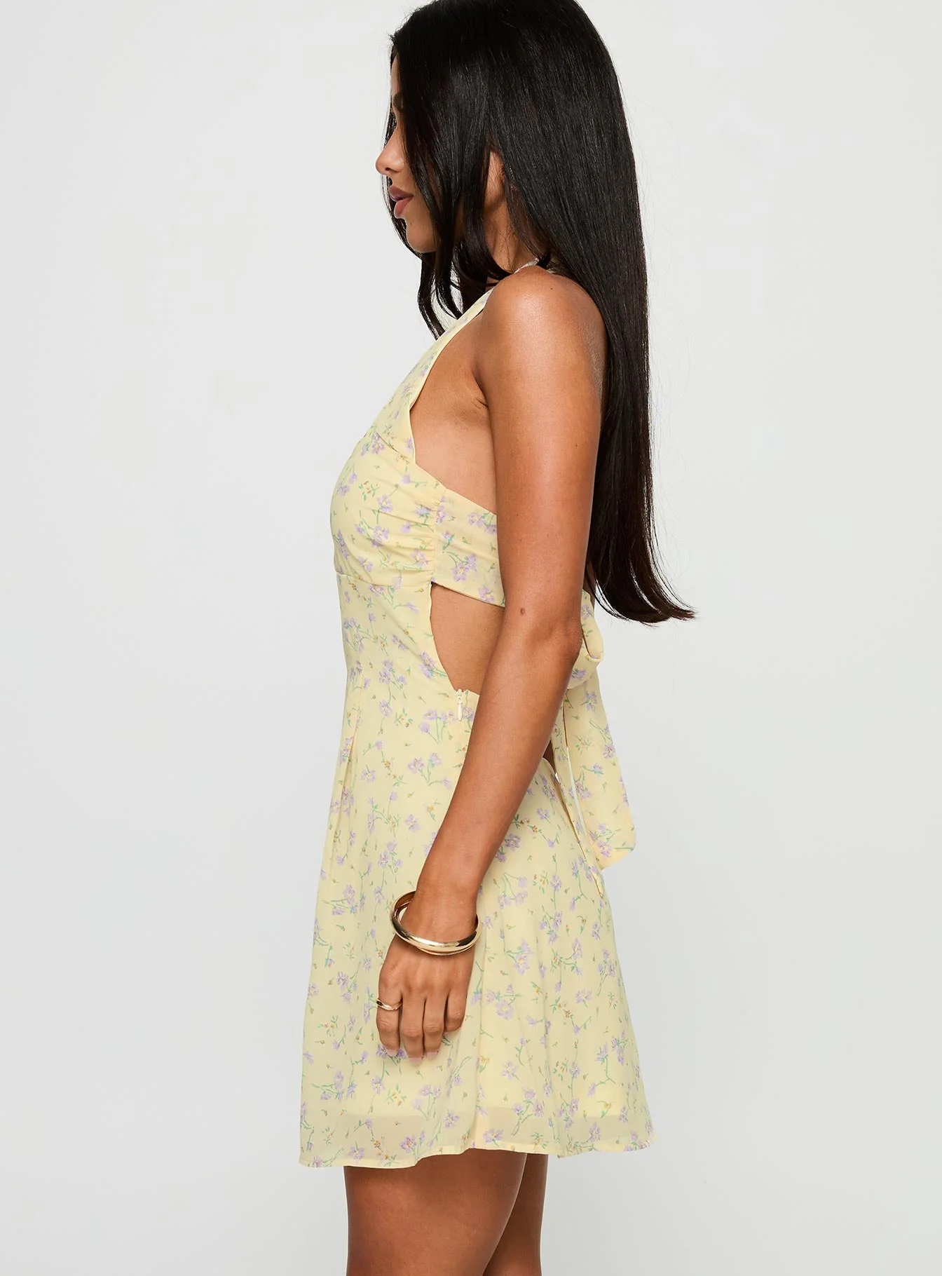Rosamie Halter Mini Dress Cream / Floral - Image 3