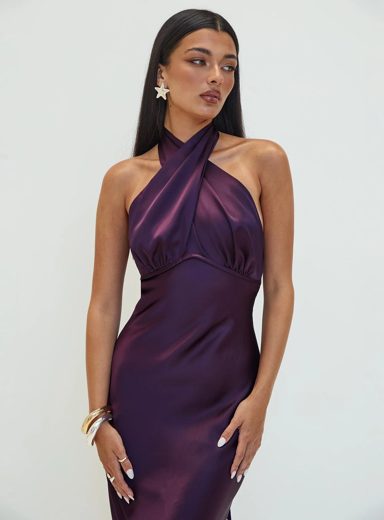 Rosaminta Halter Maxi Dress Plum - Image 2