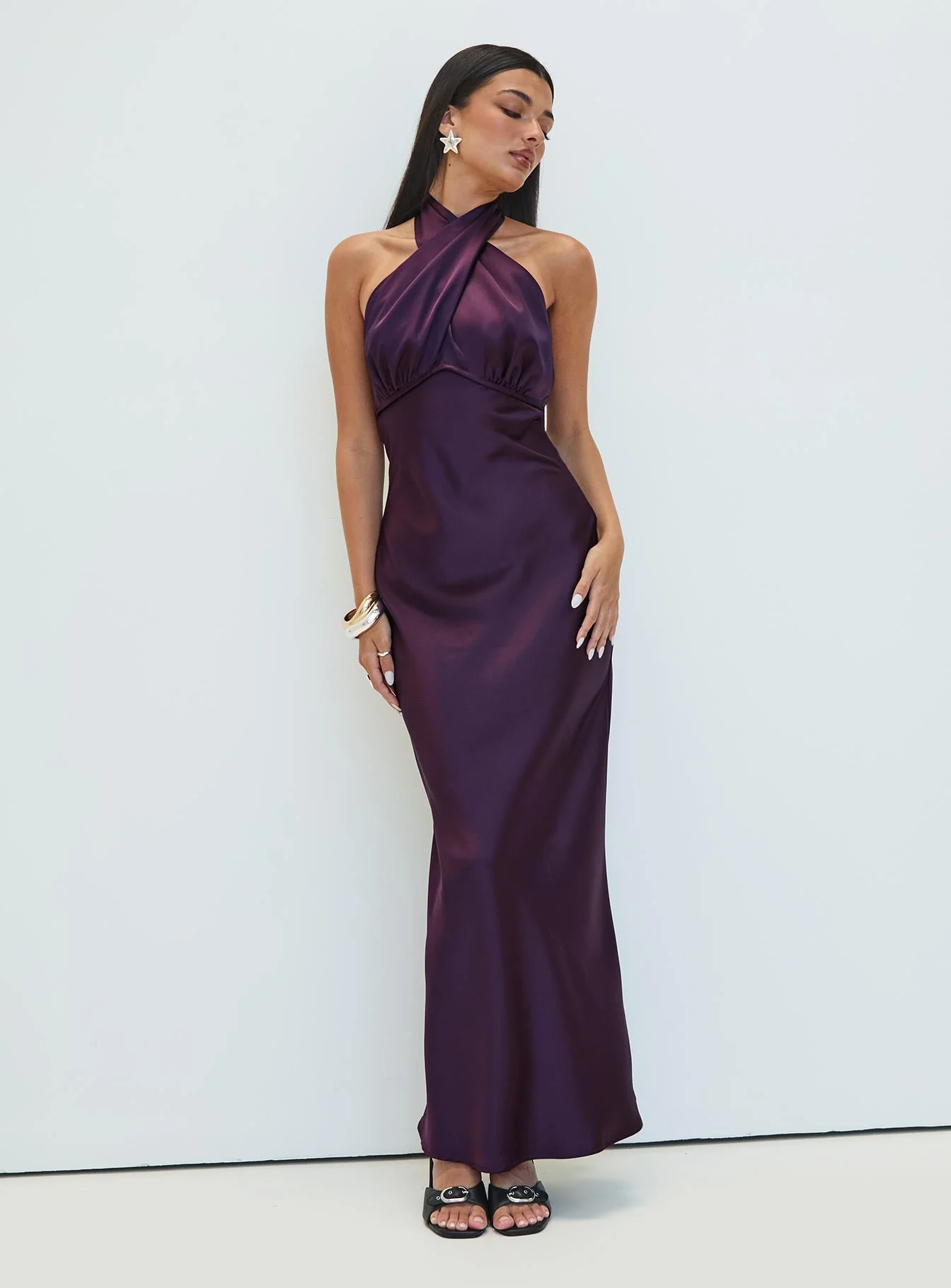 Rosaminta Halter Maxi Dress Plum - Image 3