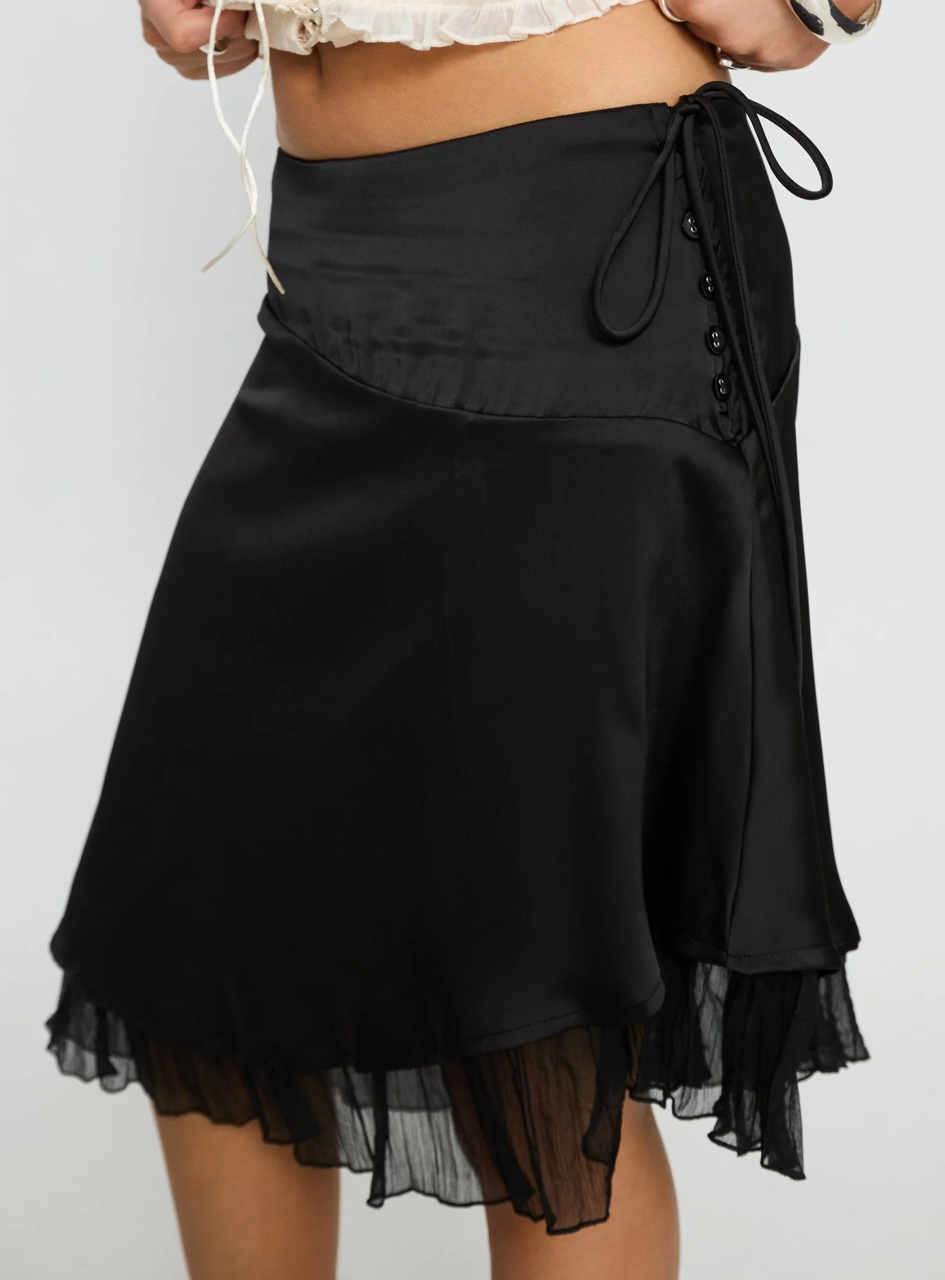 Rosemead Satin Midi Skirt Black - Image 6