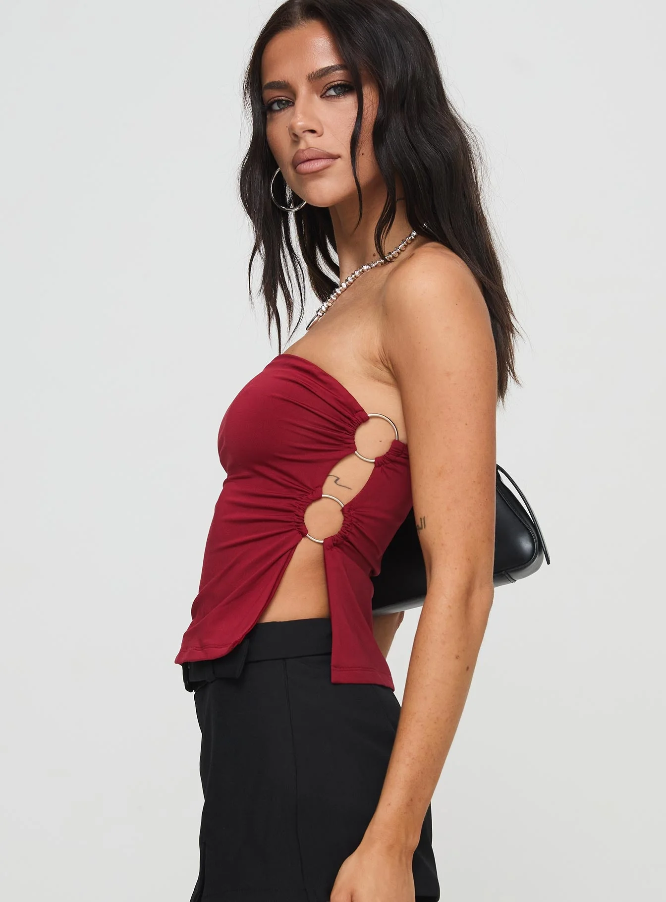 Round The World Strapless Top Burgundy - Image 4