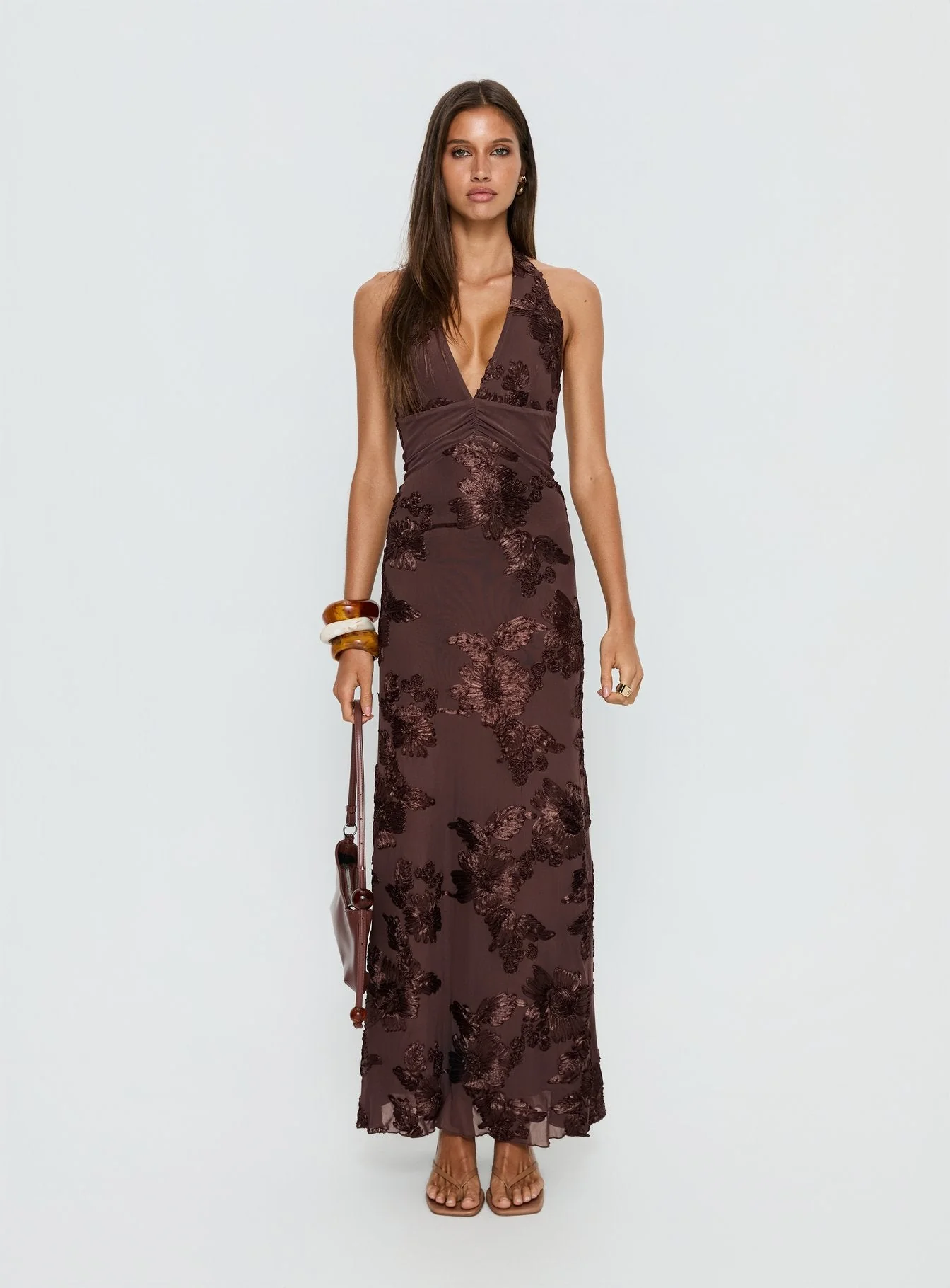 Rousseau Halter Maxi Dress Espresso - Image 7
