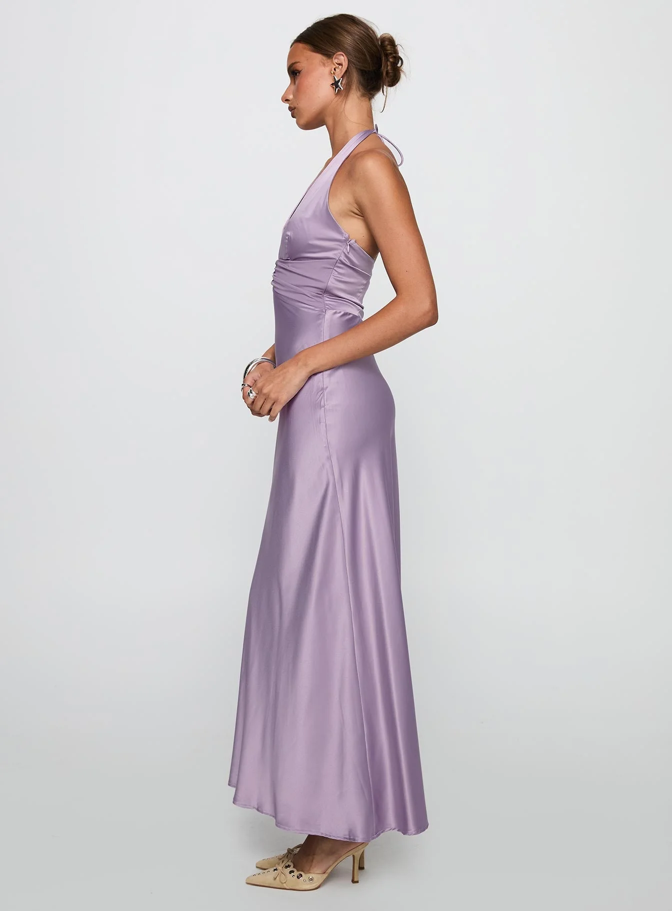 Rousseau Halter Maxi Dress Mauve - Image 3