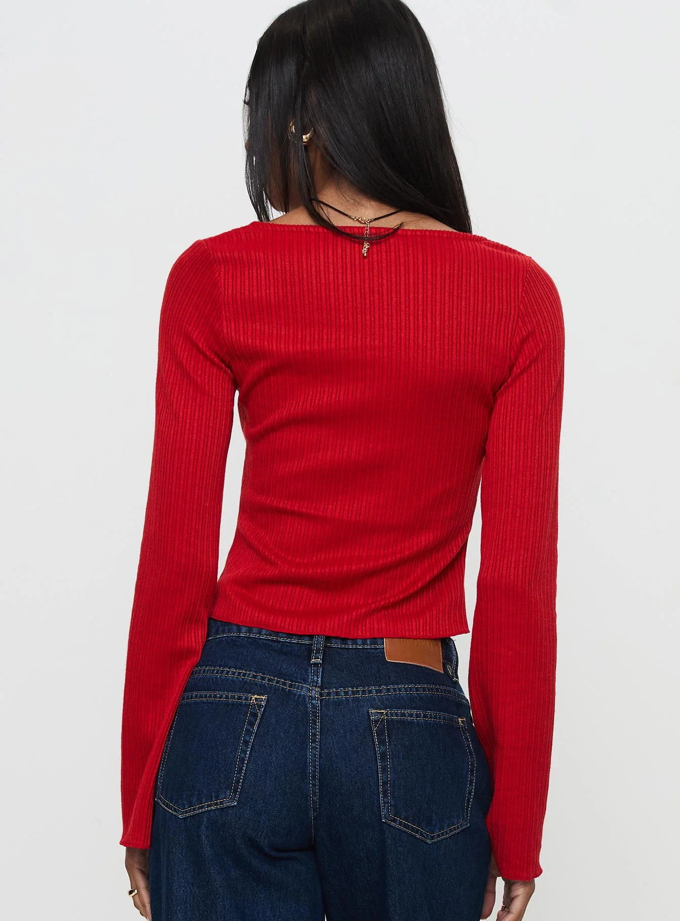 Rowynne Long Sleeve Tie Up Top Red - Image 4