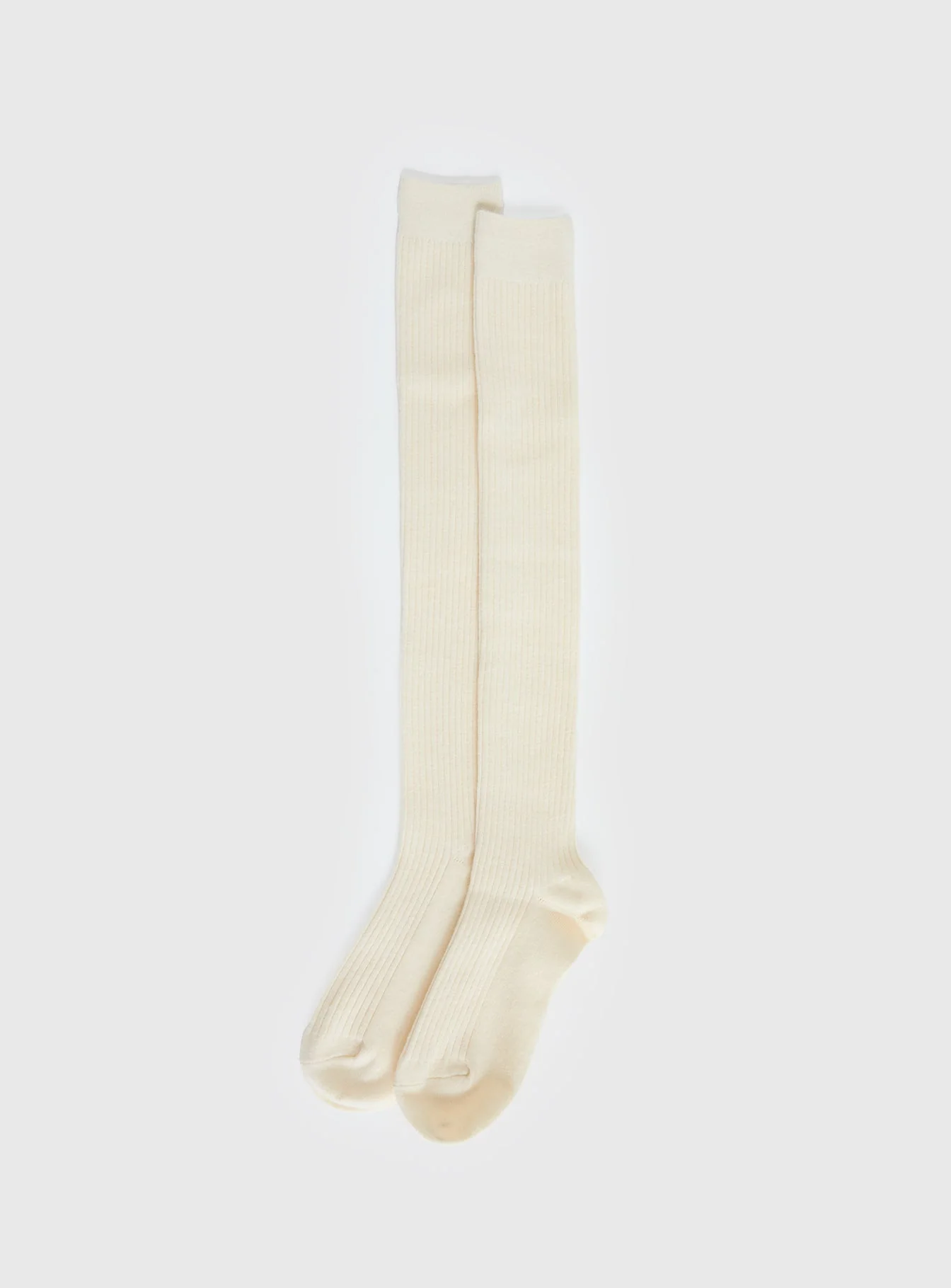 Roxee Knee High Ribbed Socks Cream - Image 2
