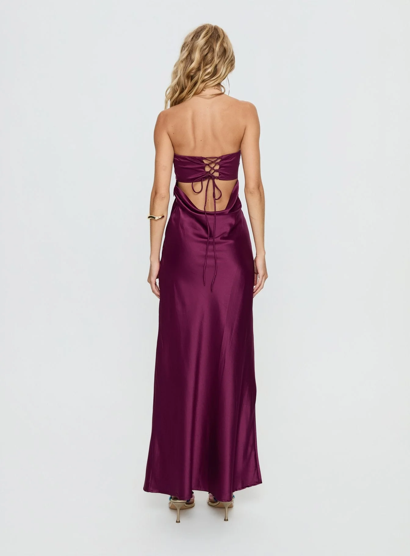 Rozelle Strapless Maxi Dress Currant - Image 4