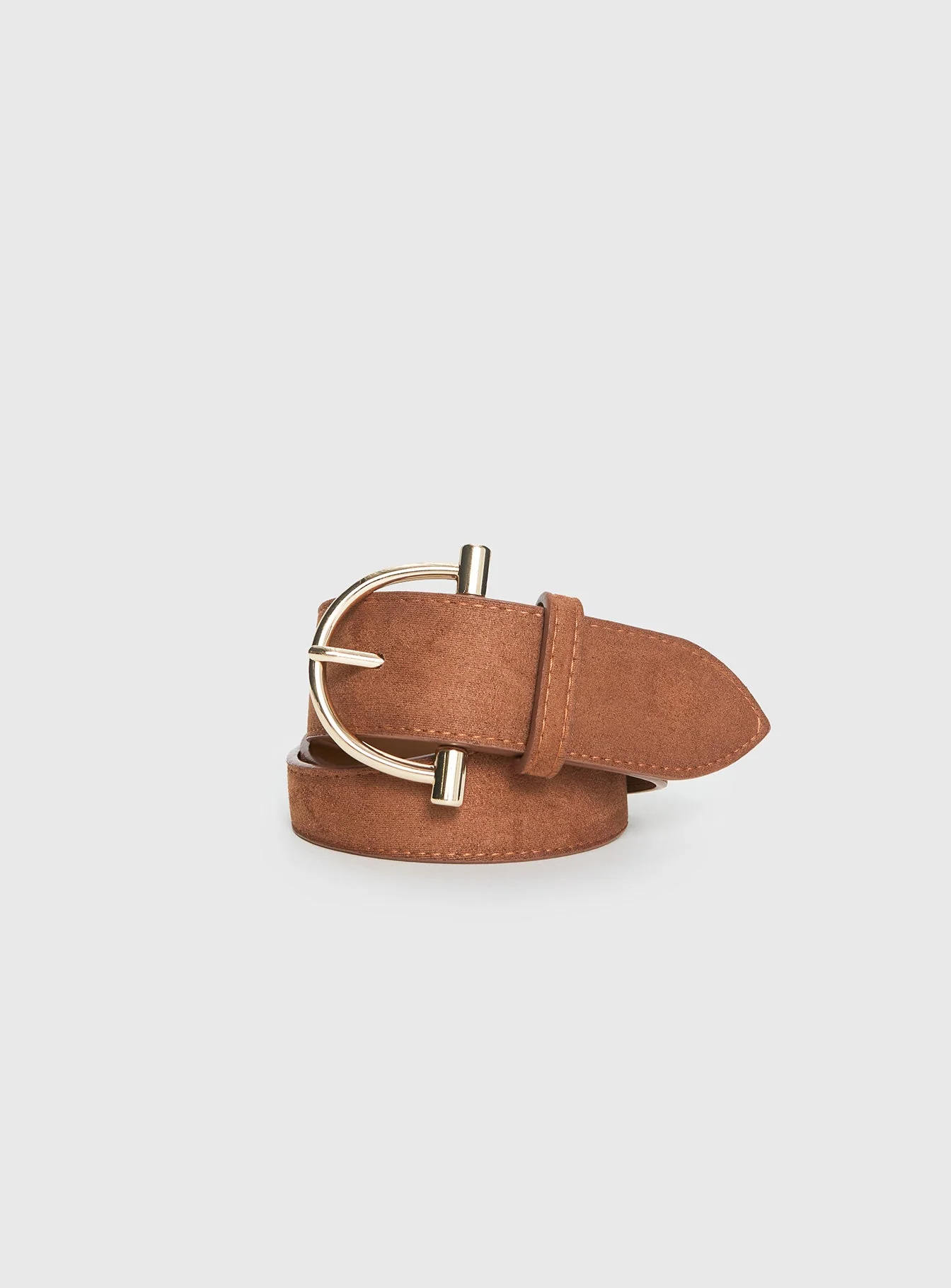Runey Faux Suede Belt Brown / Gold - Image 2