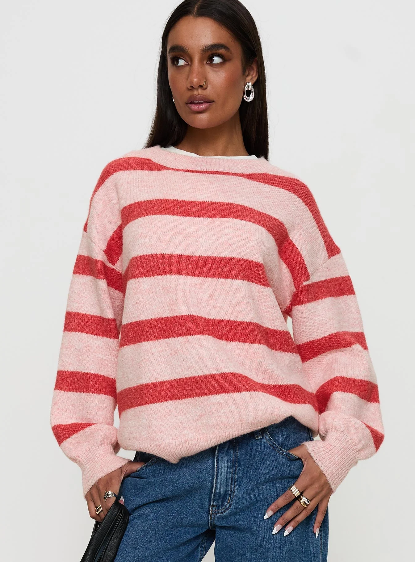 Ryanna Sweater Pink / Red Stripe - Image 2