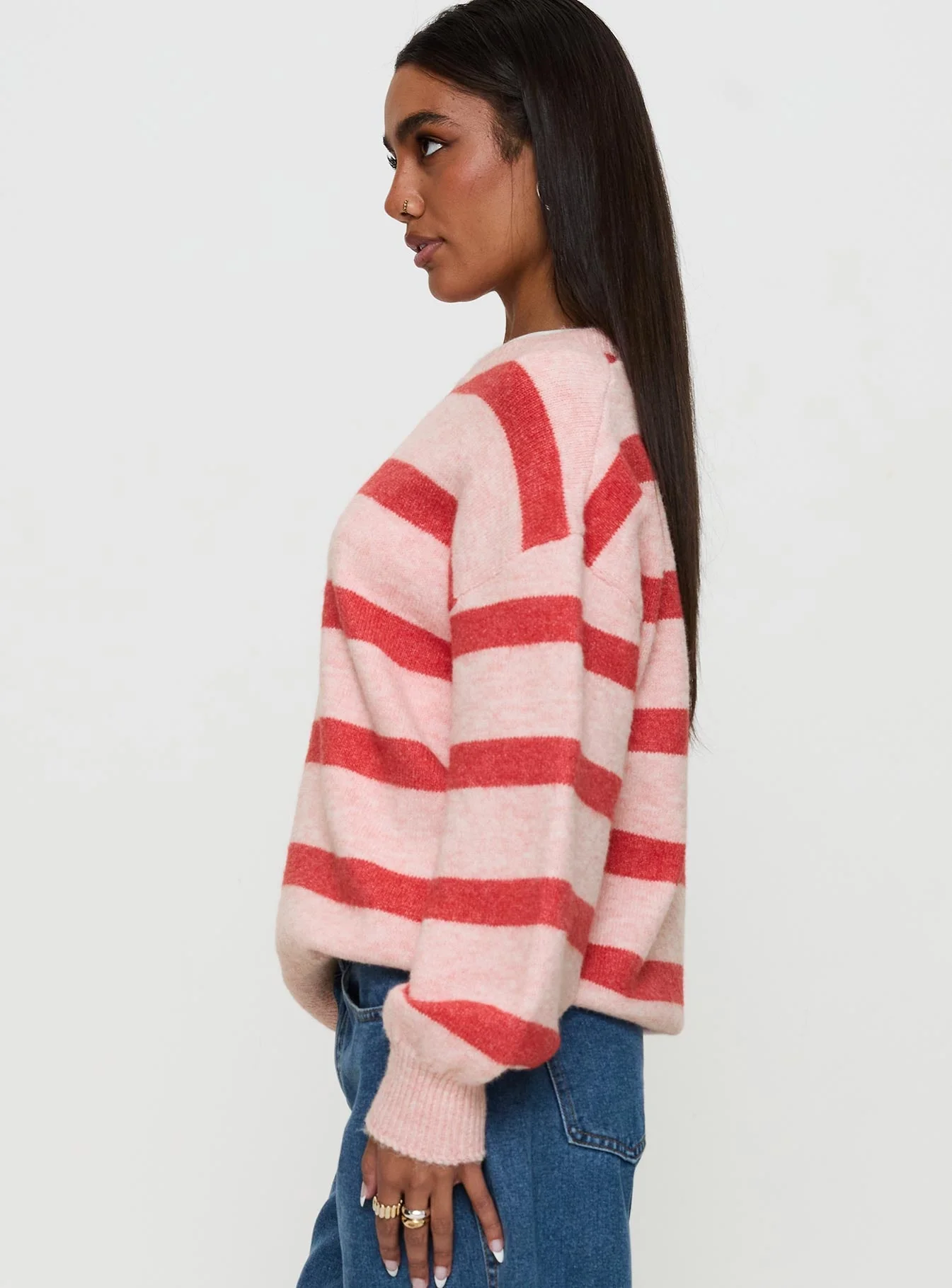 Ryanna Sweater Pink / Red Stripe - Image 4