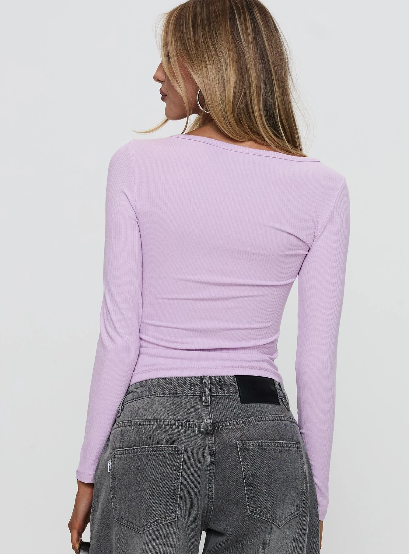 Sadira Long Sleeve Button Up Top Lilac - Image 4