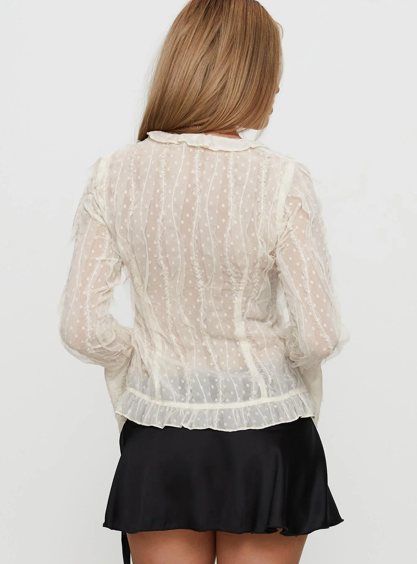 Sainz Frill Long Sleeve Top Cream - Image 5