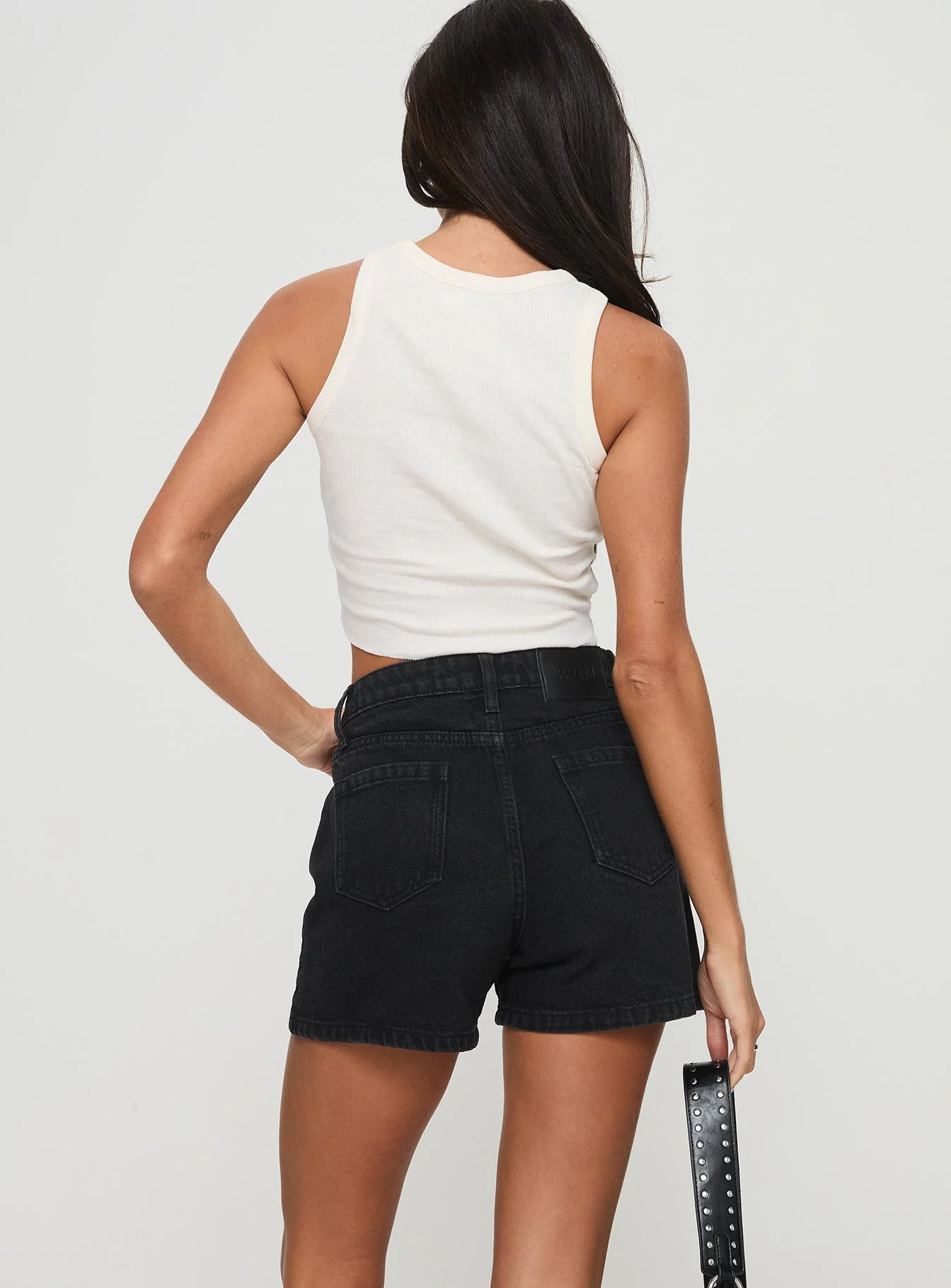 Saldana Shorts Washed Black Denim - Image 5