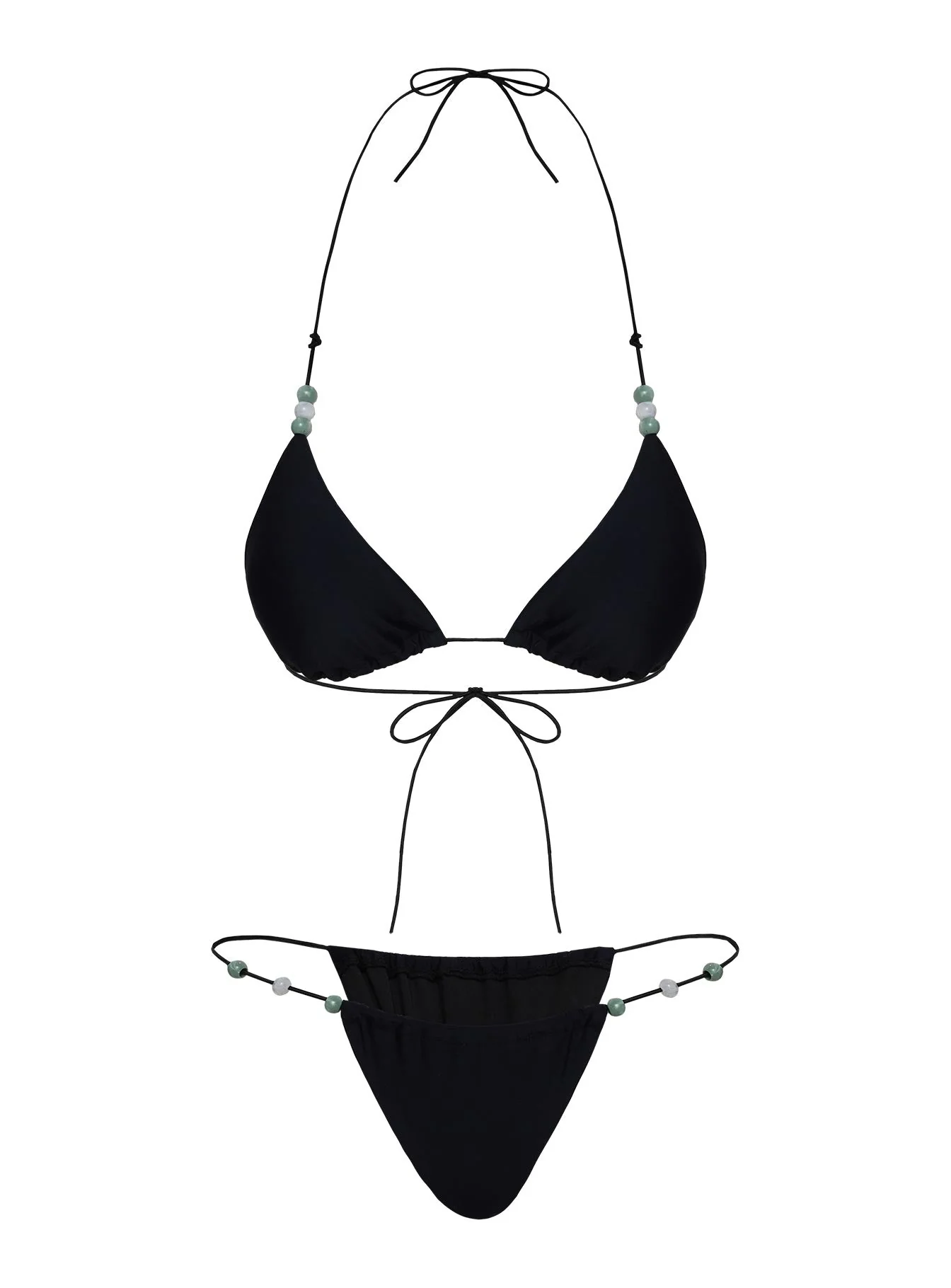 Saltwater Bead Detail Bikini Bottoms Black - Image 5