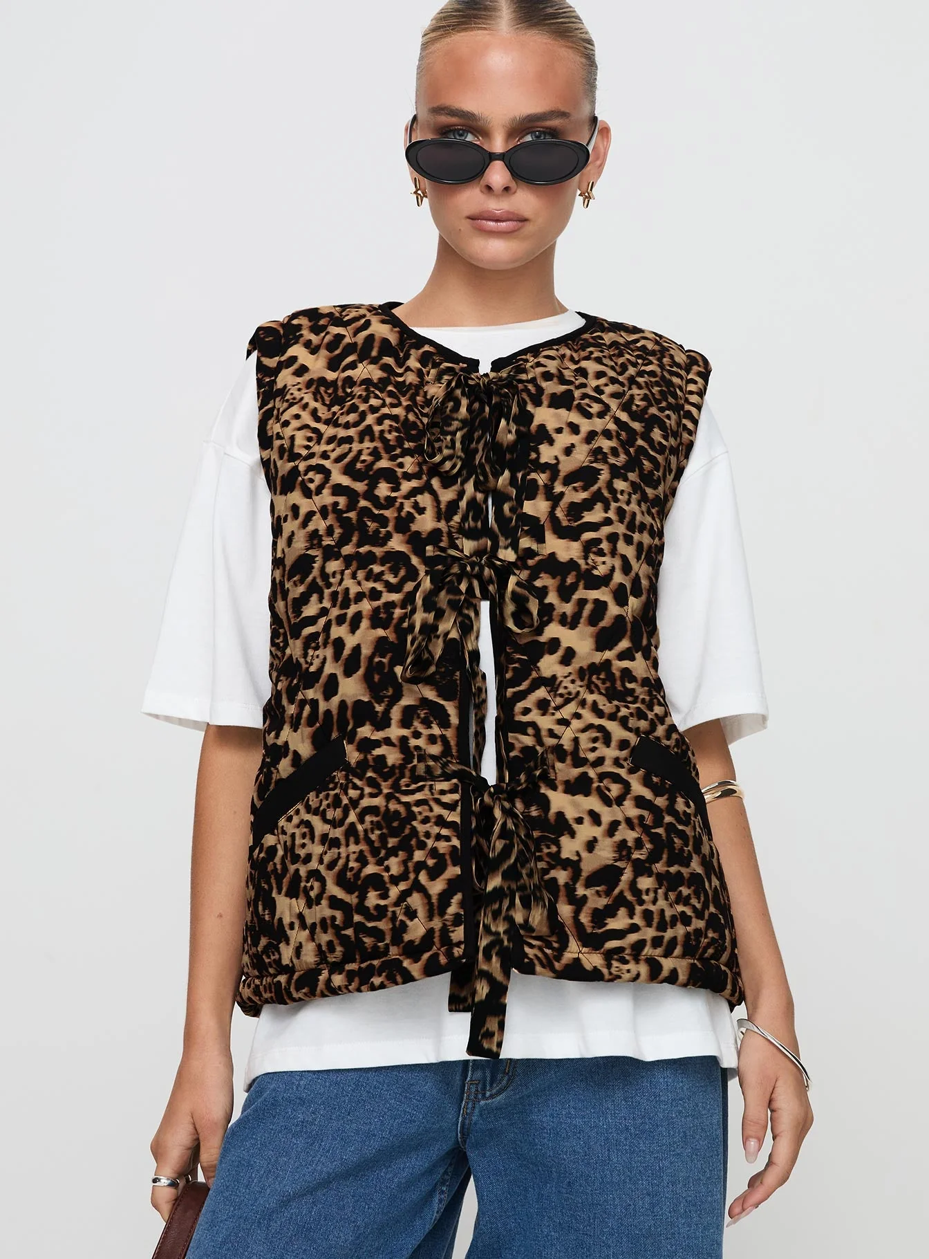 Samual Quilted Vest Leopard - Image 2