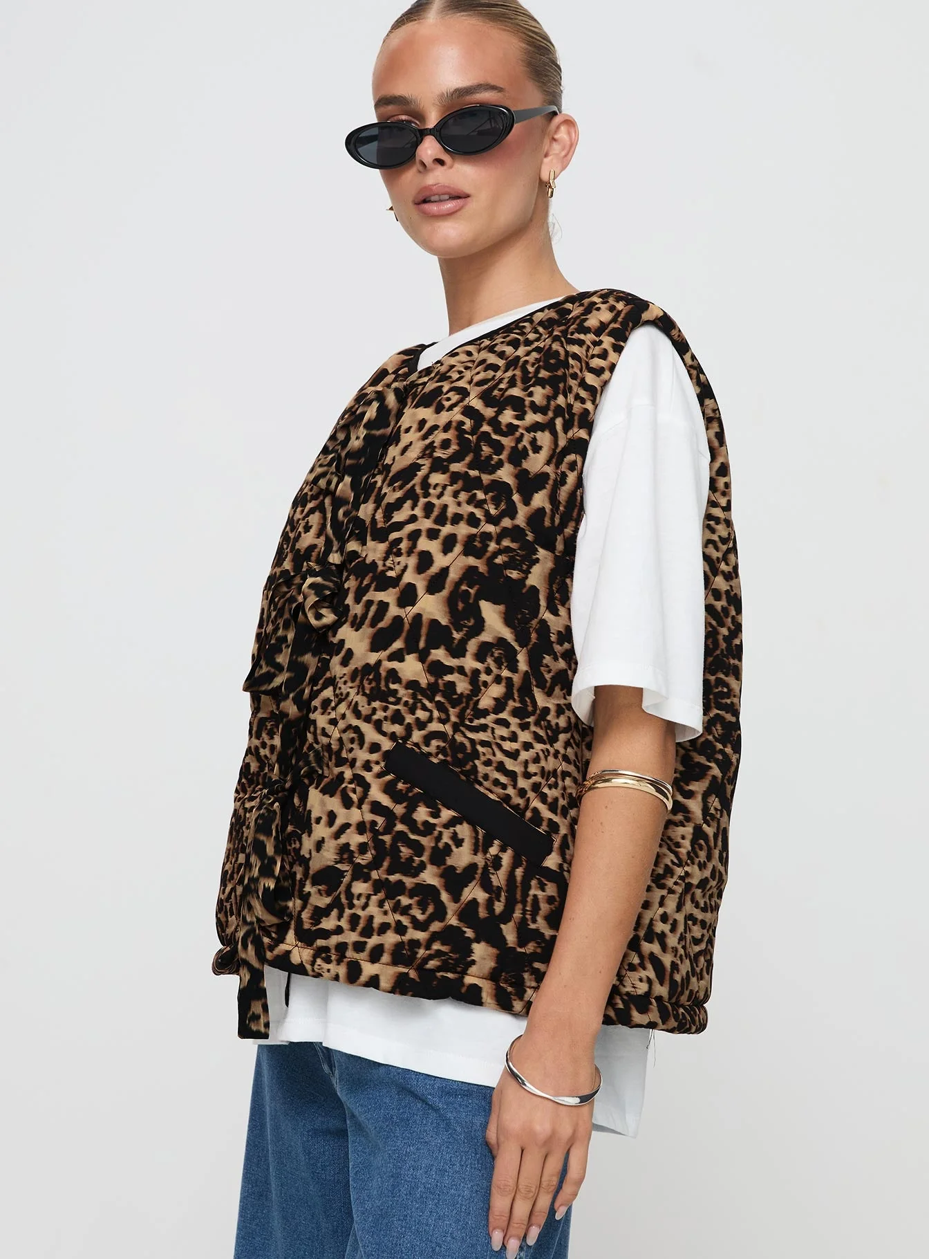 Samual Quilted Vest Leopard - Image 4