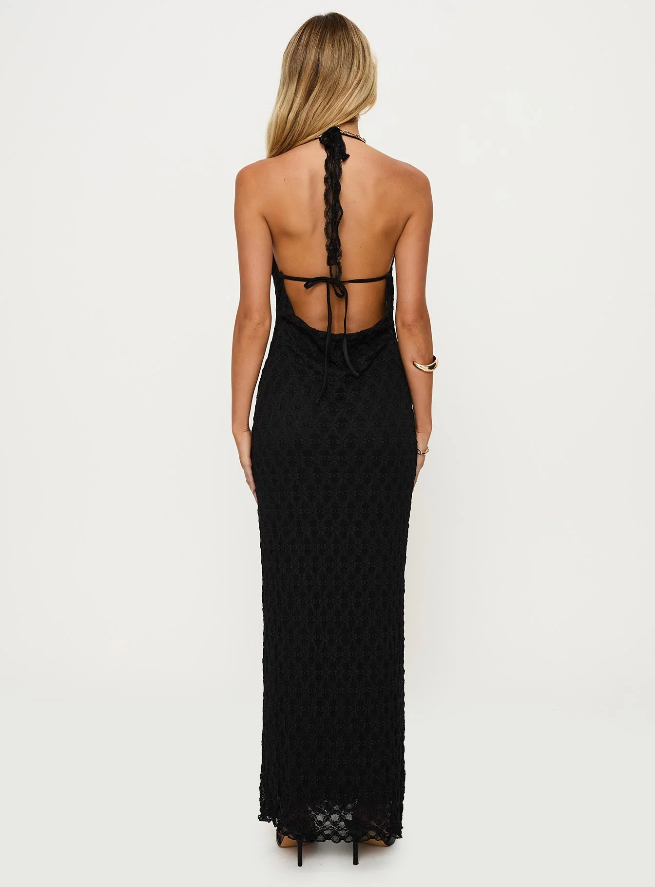 San Lorenzo Crochet Maxi Dress Black - Image 4