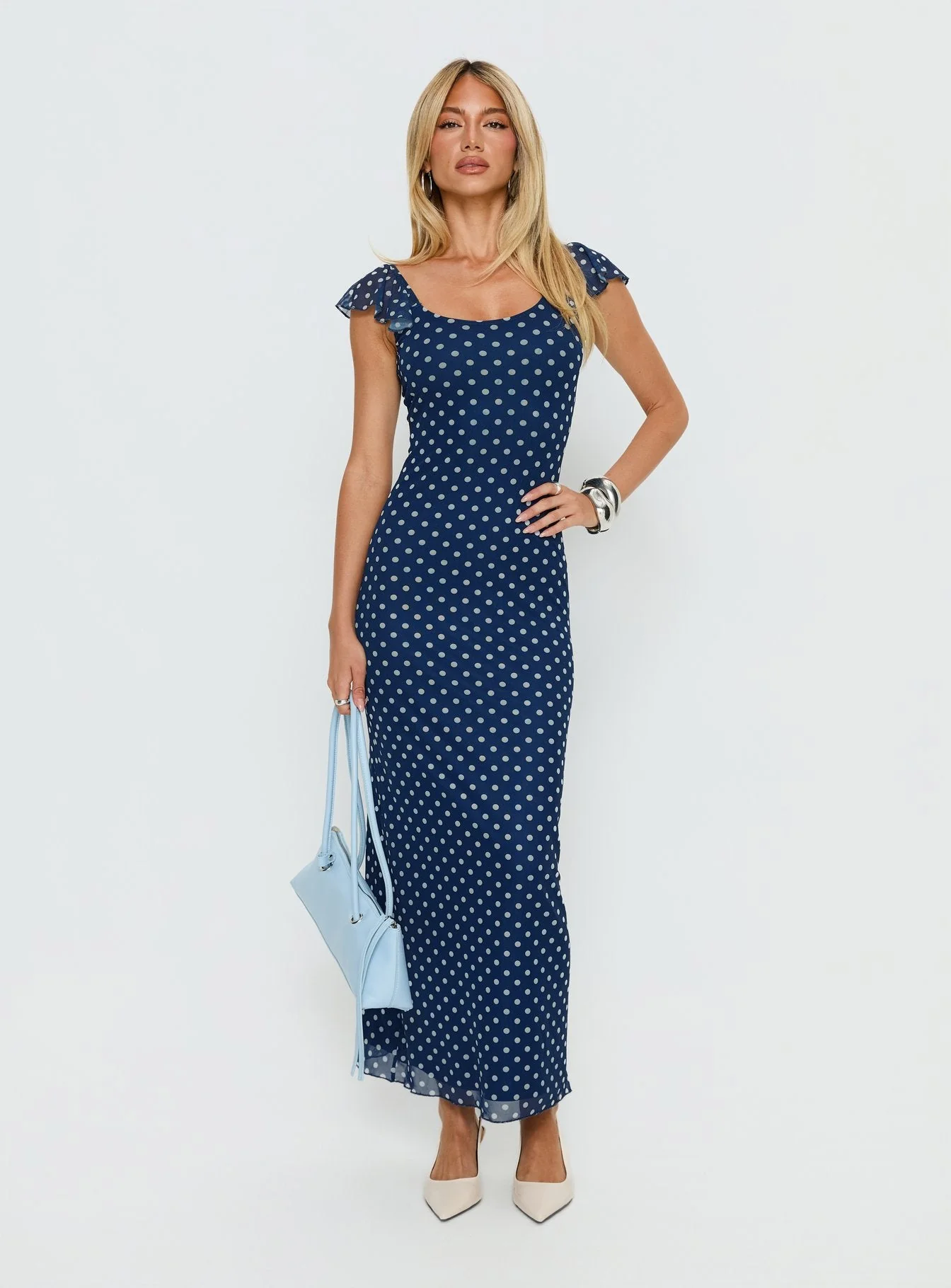 Sandberg Maxi Dress Blue Polka Dot - Image 3