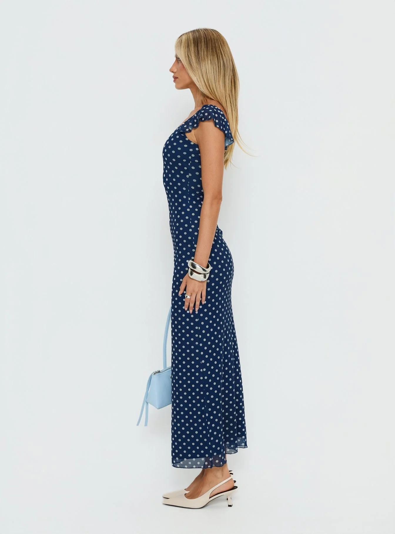 Sandberg Maxi Dress Blue Polka Dot - Image 4