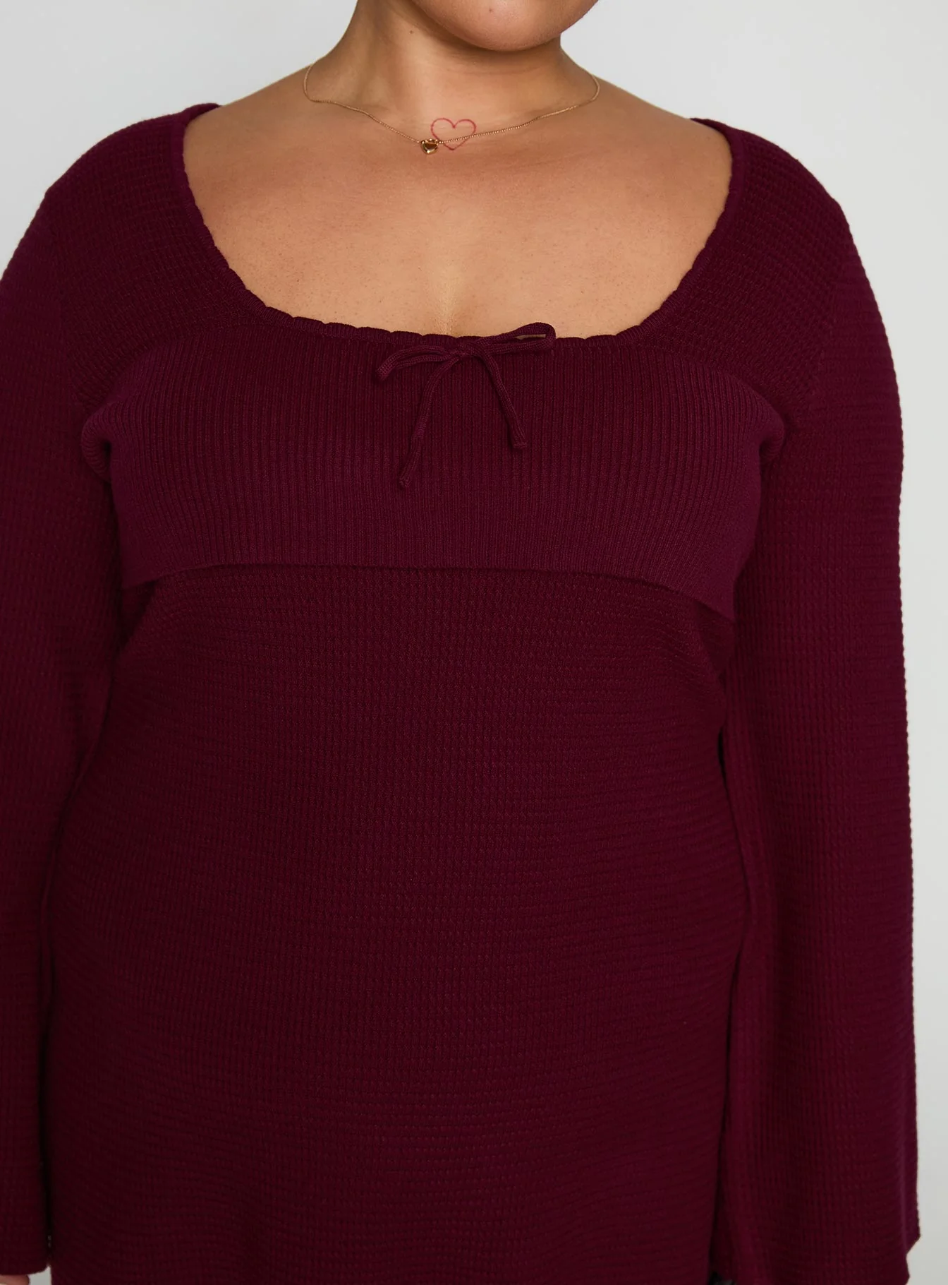 Sandyra Knit Mini Dress Maroon Curve - Image 6