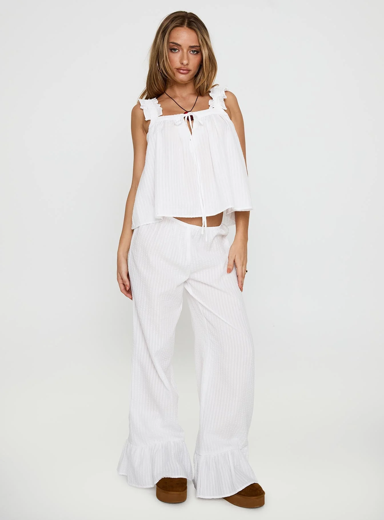 Santabelle Frill Pants White - Image 3