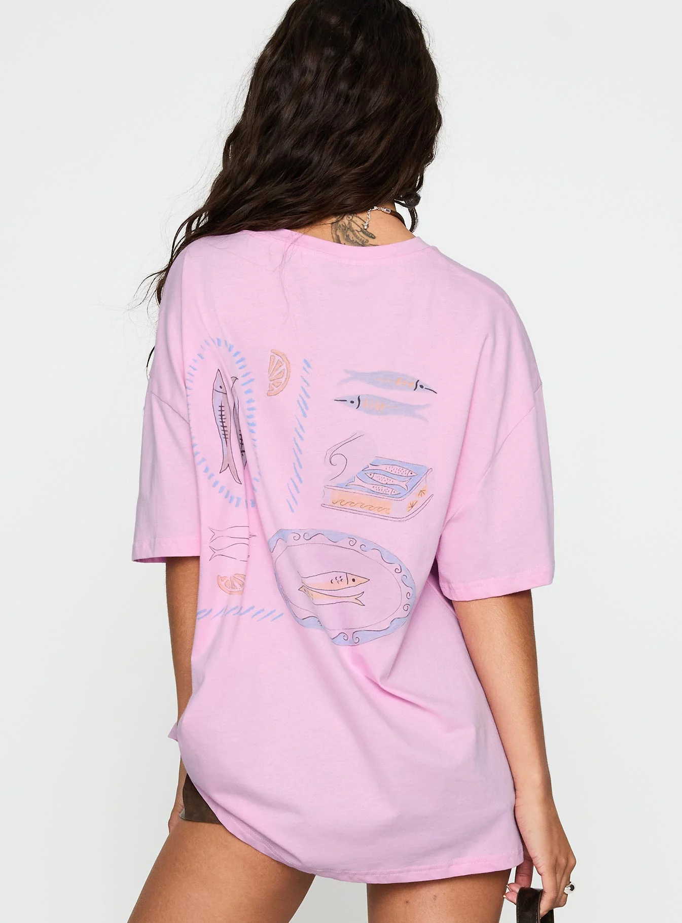 Sardines Please Oversized Tee Pink - Image 5