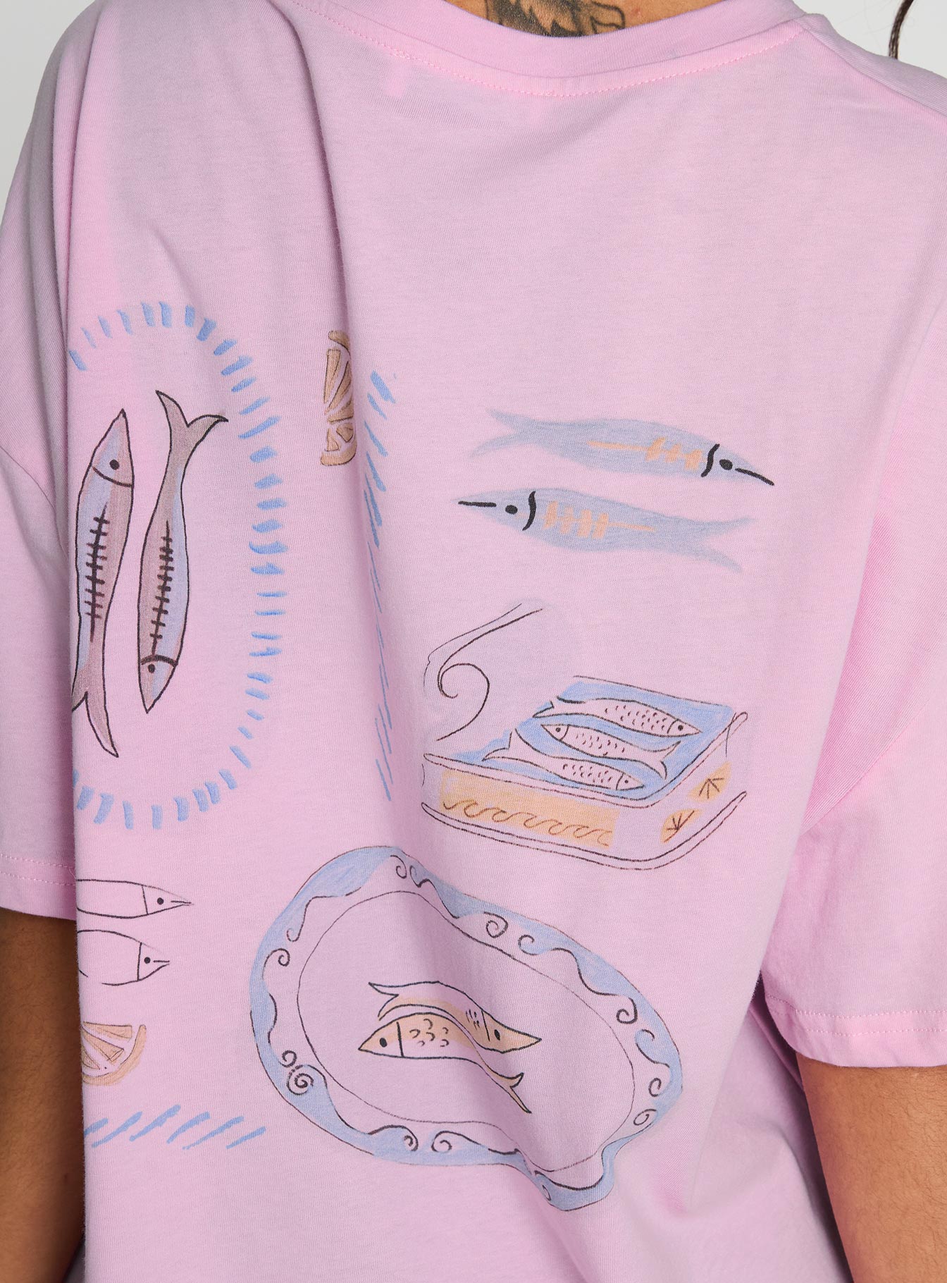 Sardines Please Oversized Tee Pink - Image 6